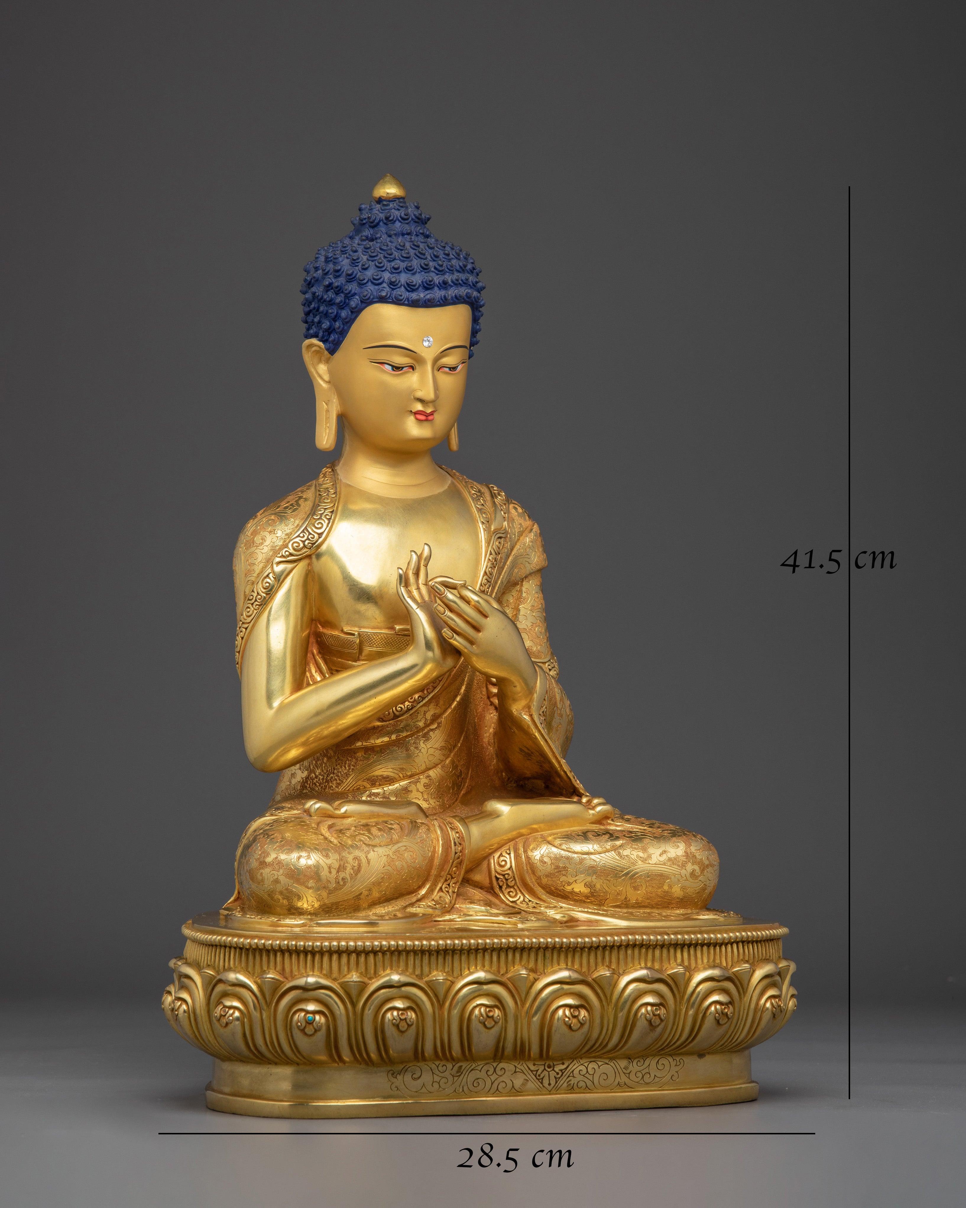 Vairocana Buddha Gold Gilded Copper Sculpture