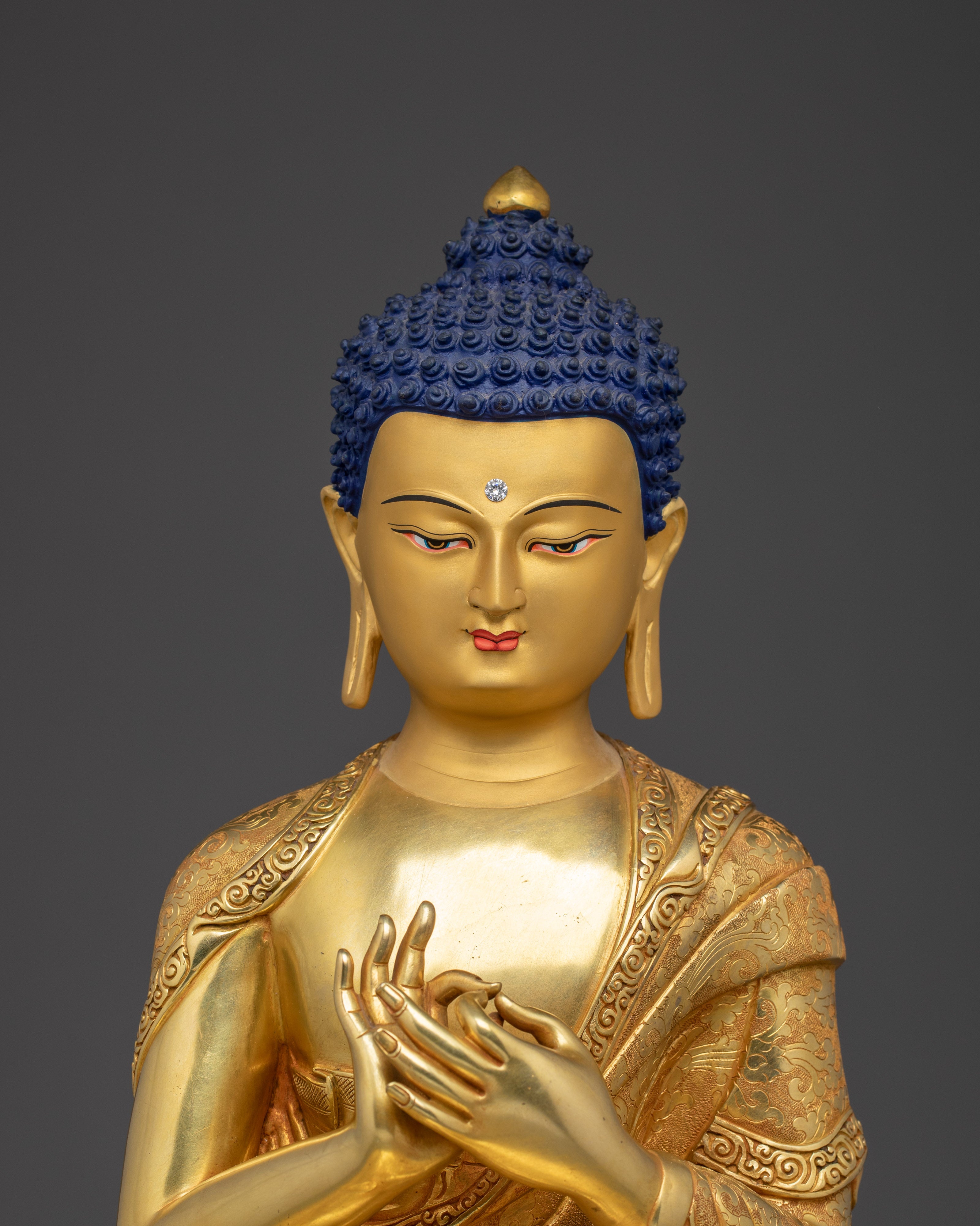 Vairocana Buddha Gold Gilded Copper Sculpture | Meditation Space and Buddhist Altar