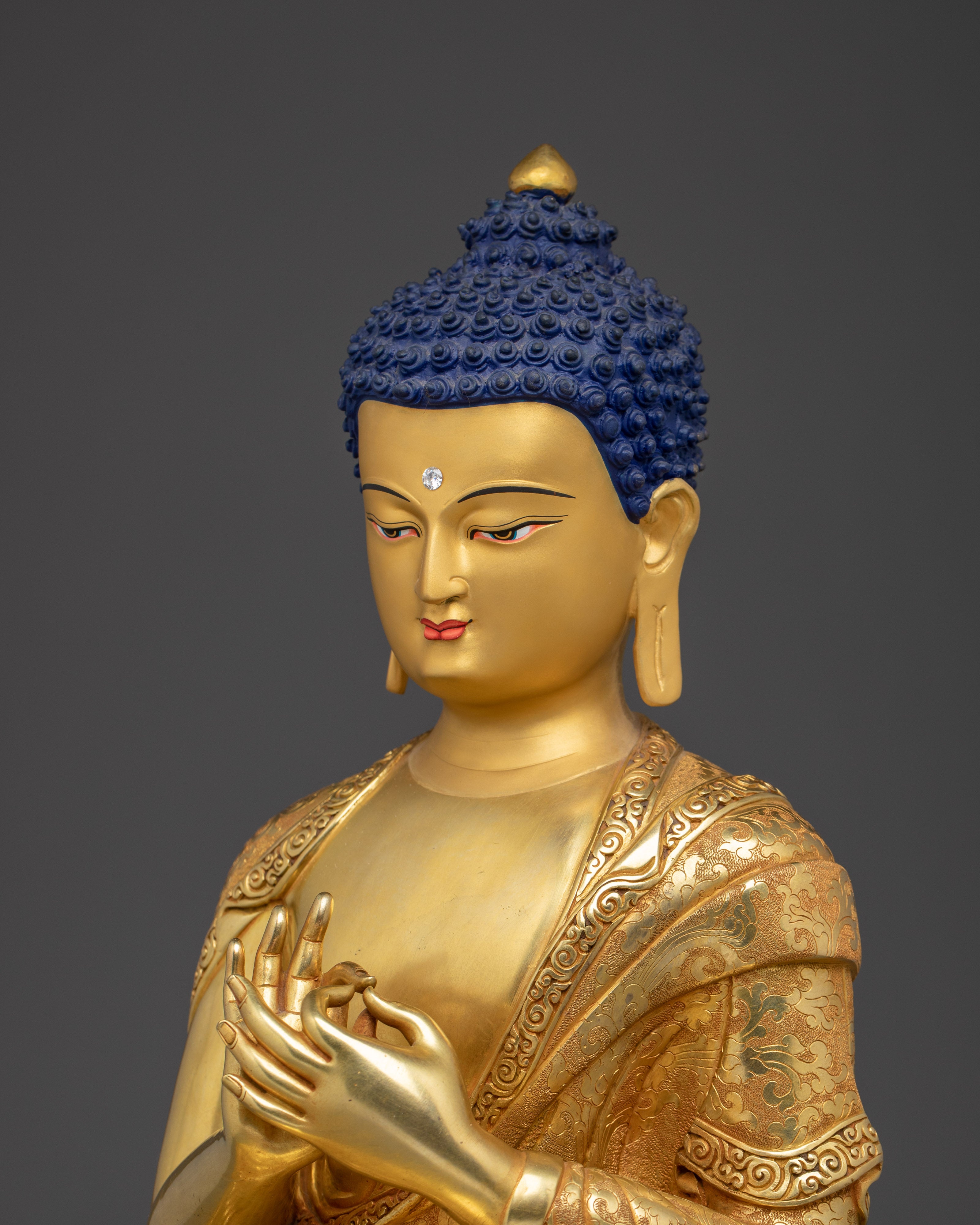 Vairocana Buddha Gold Gilded Copper Sculpture | Meditation Space and Buddhist Altar