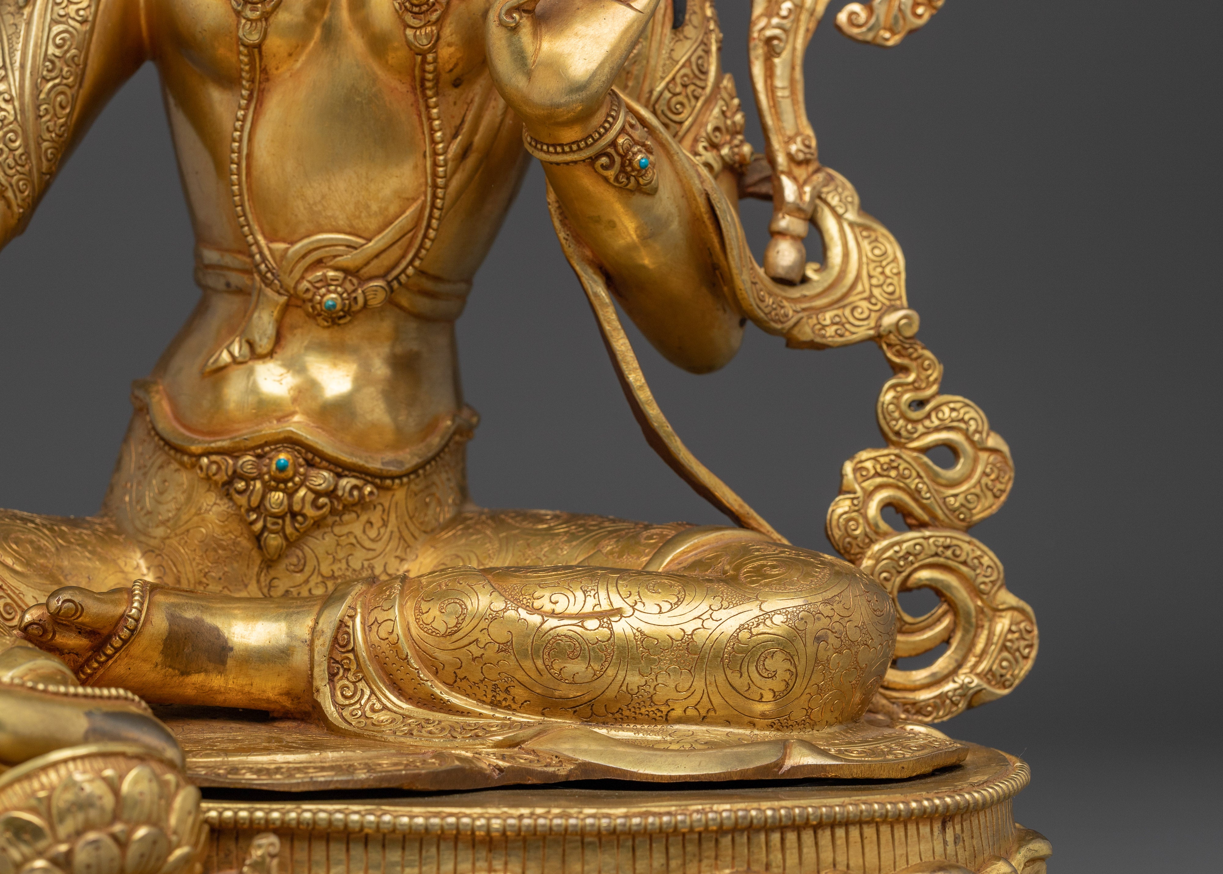 Green Tara 24K Gold Gilded Statue | Meditation and Spiritual Shrines