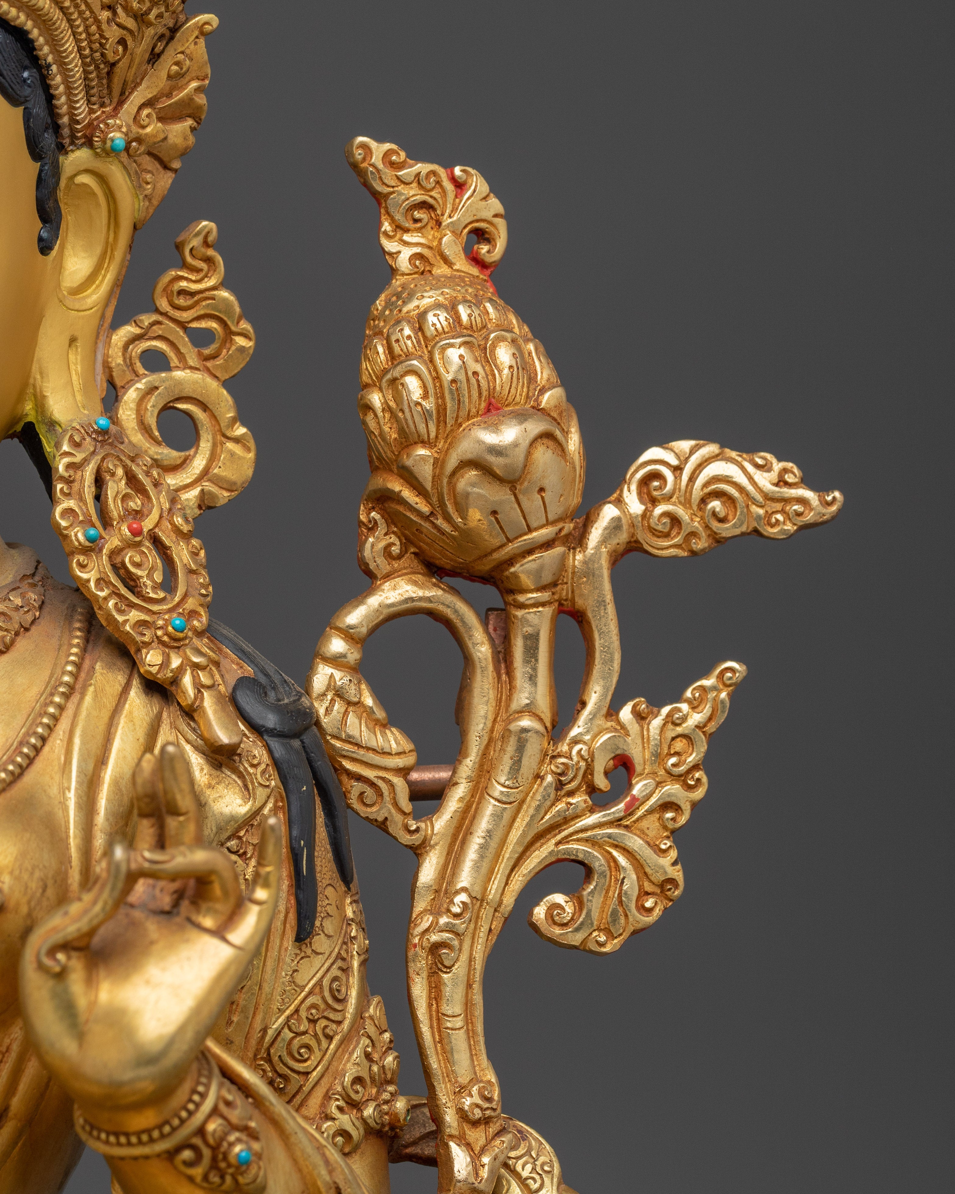 Green Tara 24K Gold Gilded Statue | Meditation and Spiritual Shrines