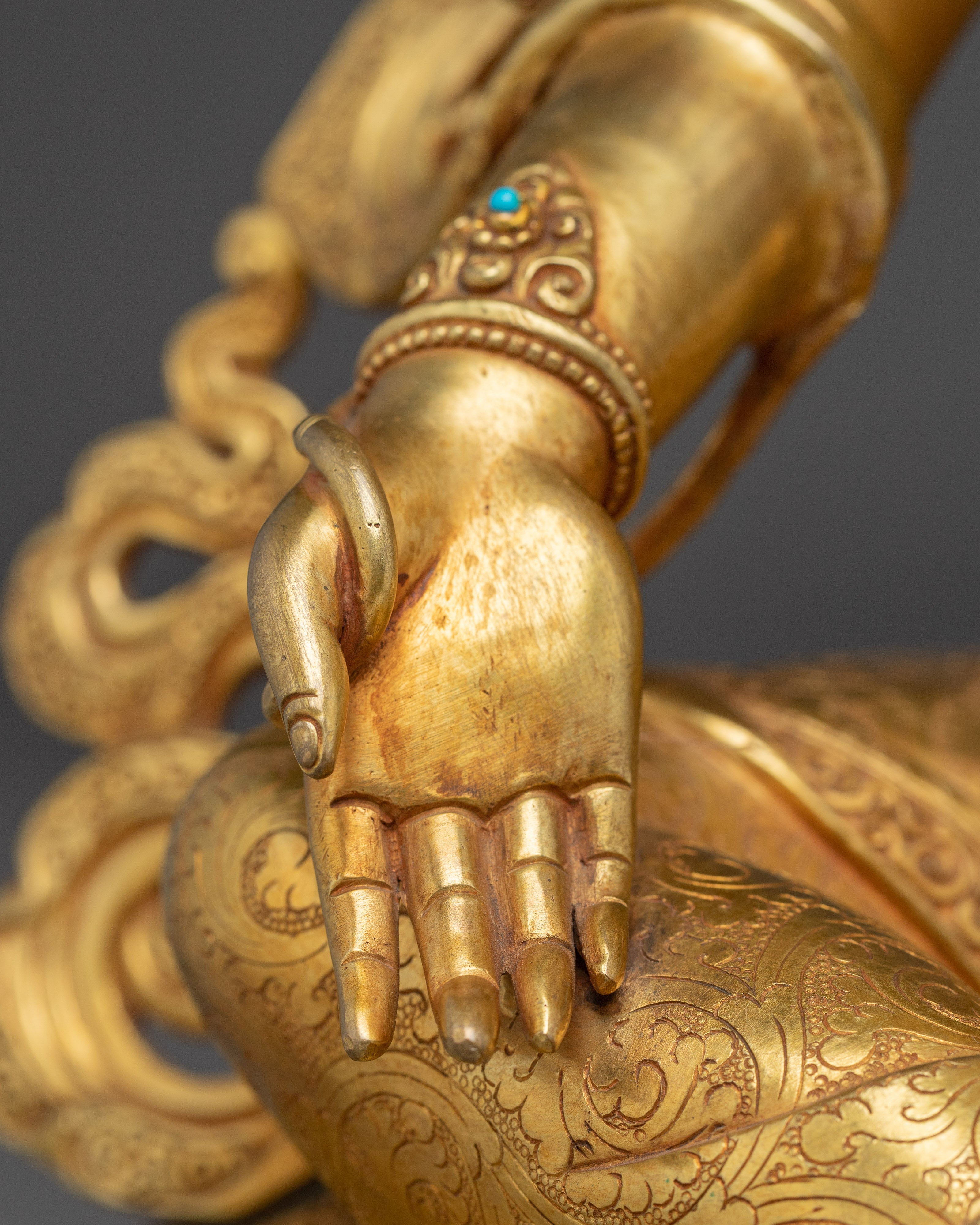 Green Tara 24K Gold Gilded Statue | Meditation and Spiritual Shrines