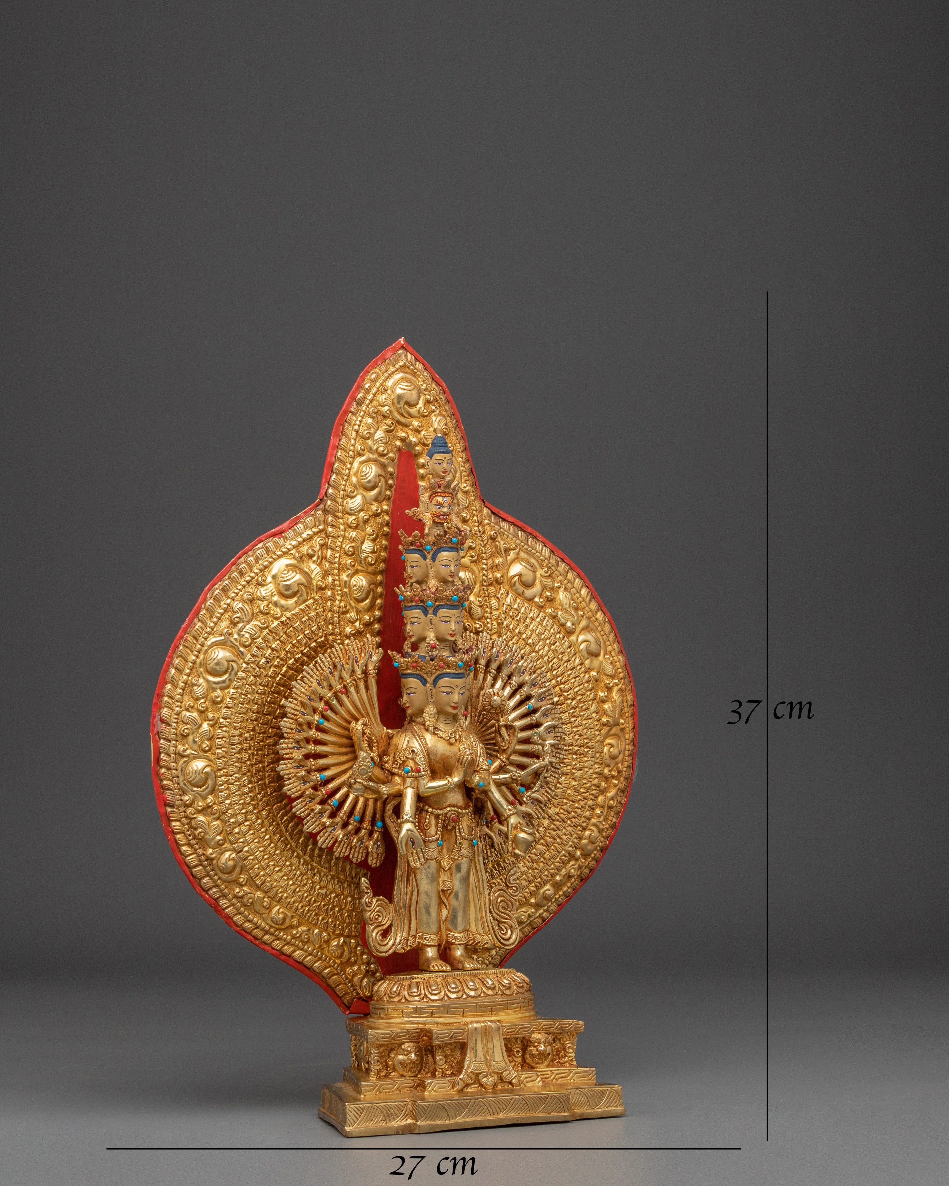Golden Thousand Armed Chenrezig Figurine
