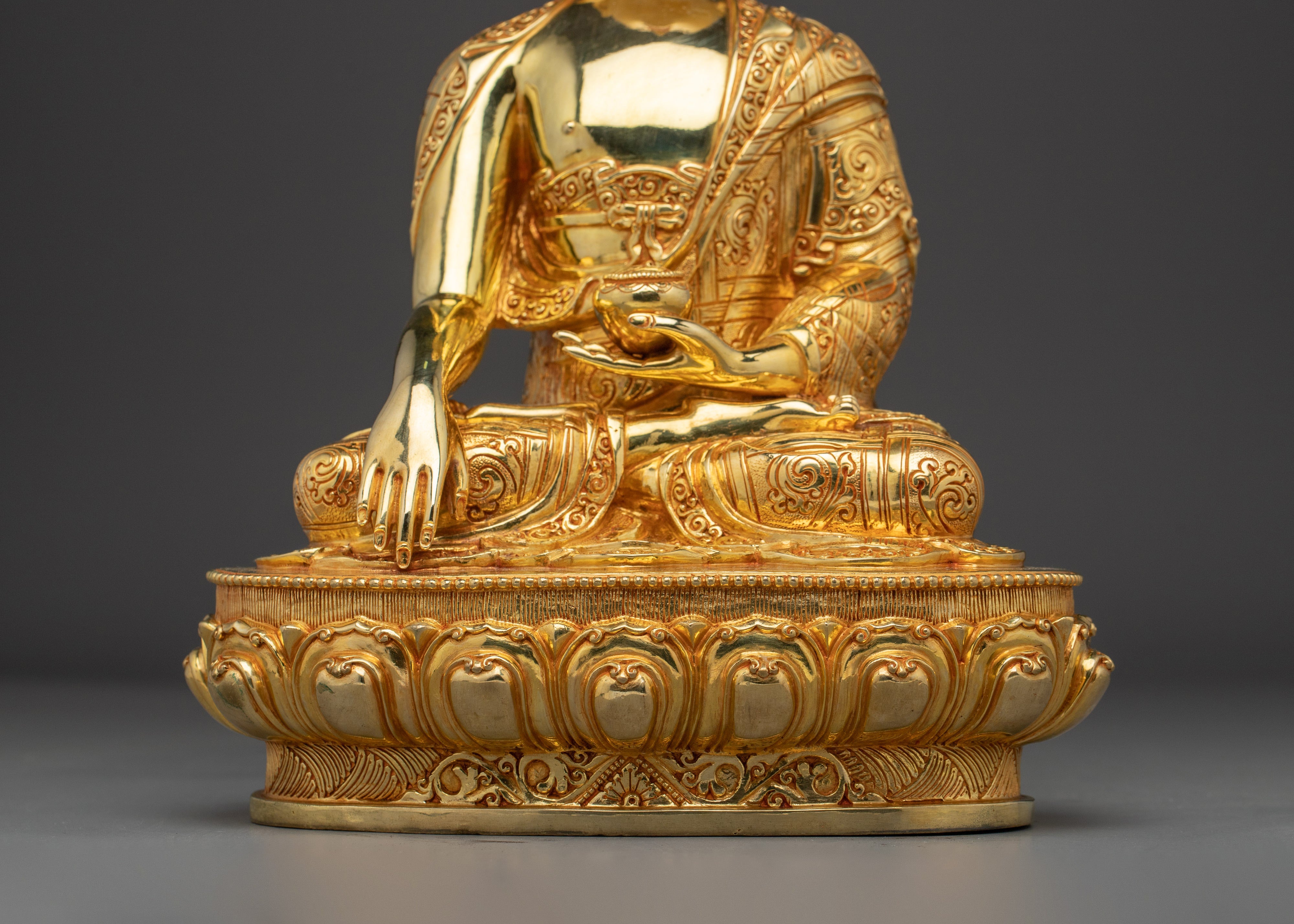 Shakyamuni Buddha Gilded Copper Sculpture | Meditation & Spiritual Decor