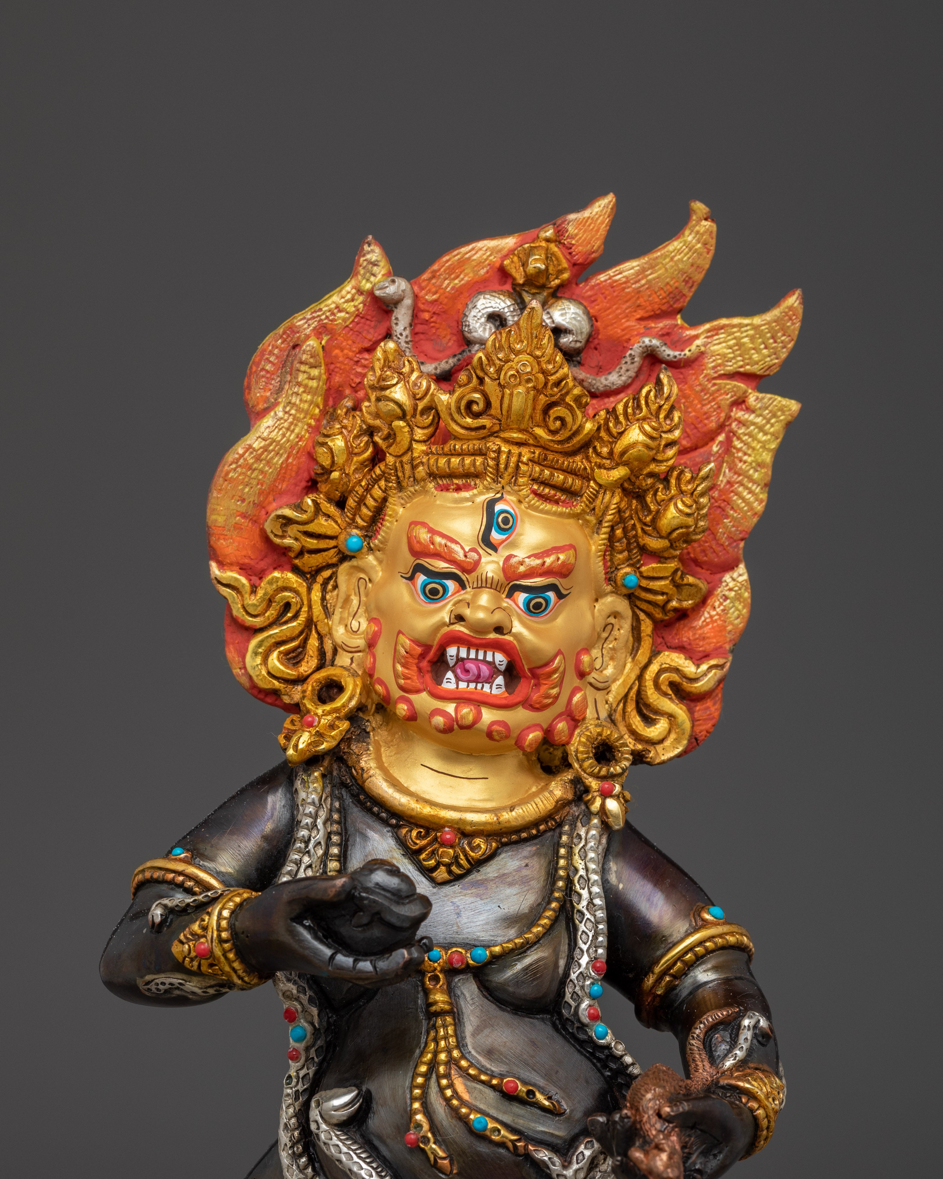 Handmade Five Dzambhala Statue Set | Yellow, White, Red, Black, and Central Dzambhala