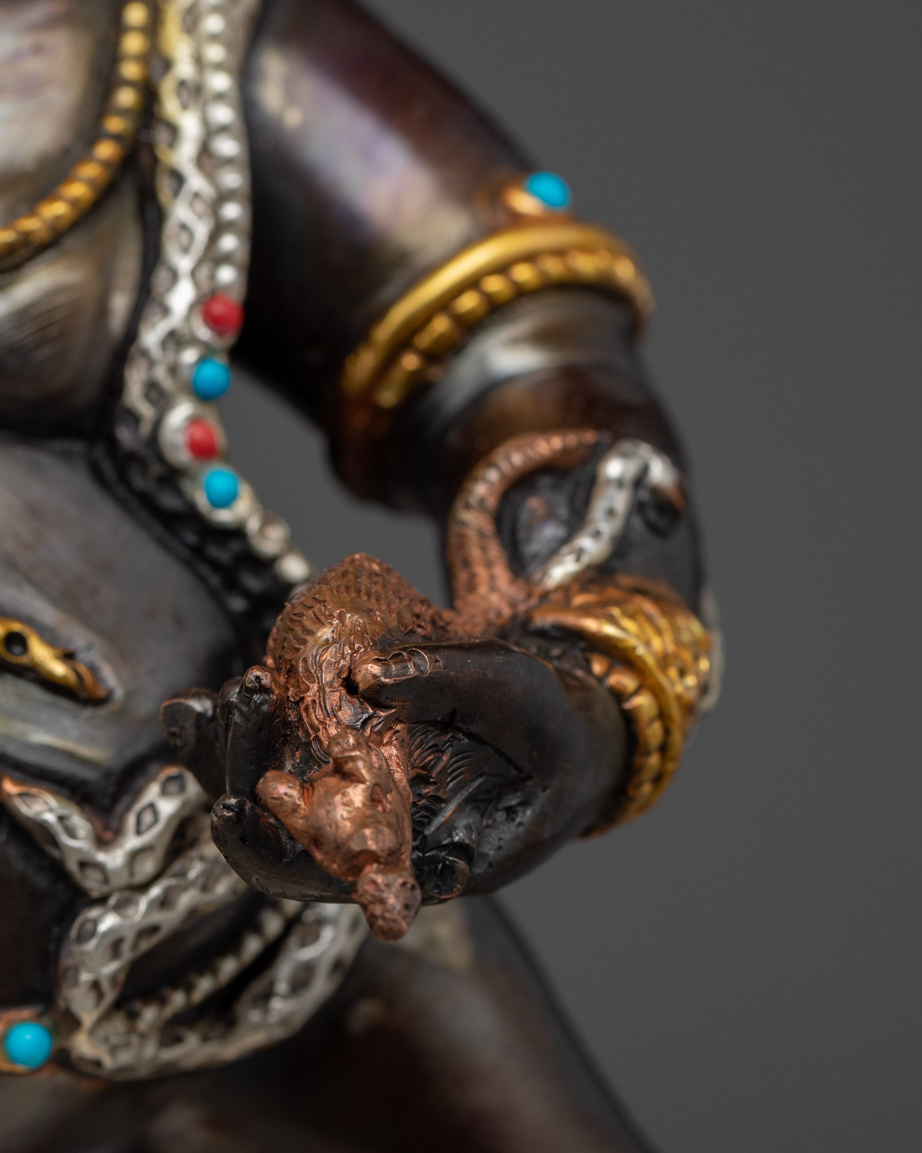 Handmade Five Dzambhala Statue Set | Yellow, White, Red, Black, and Central Dzambhala