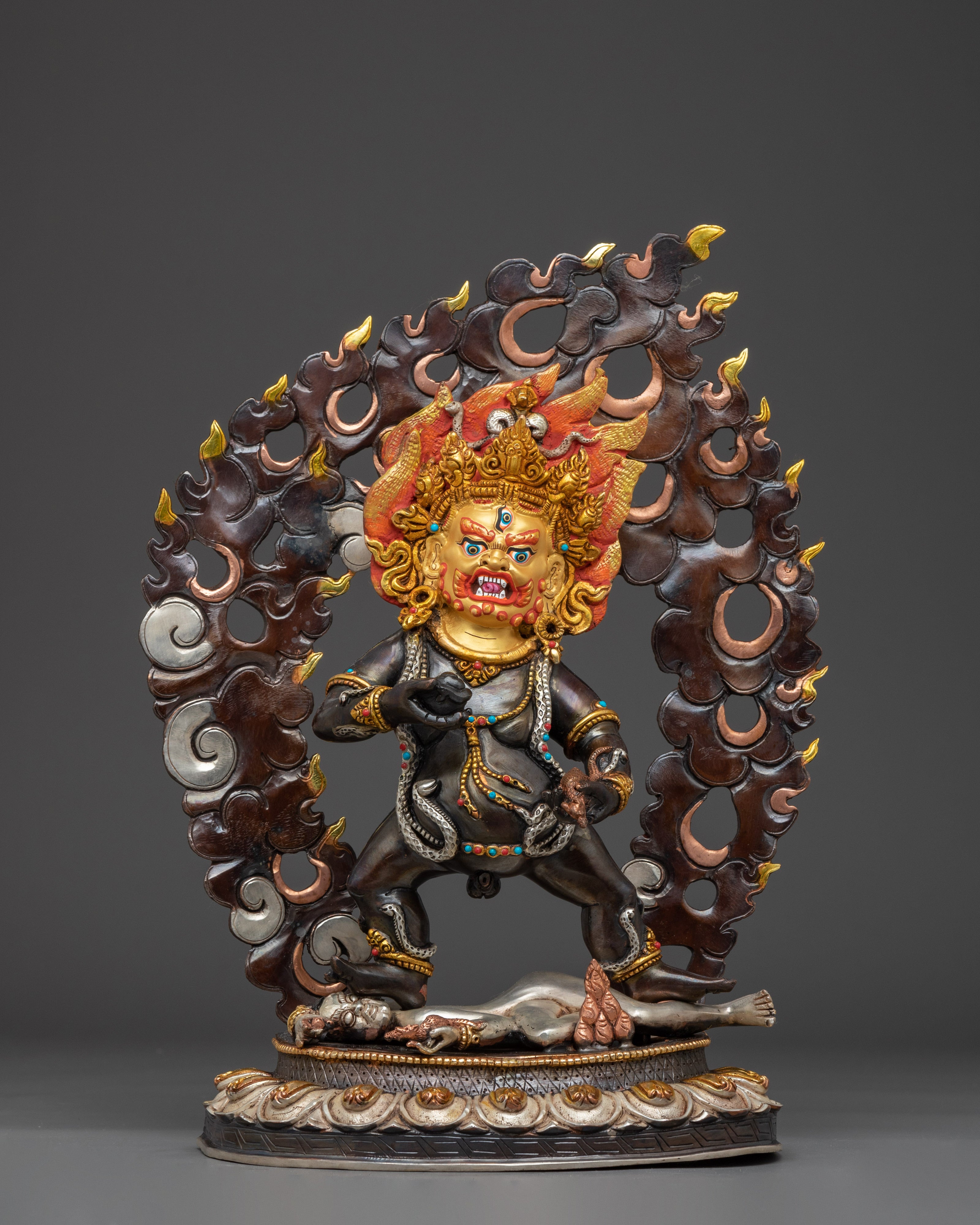 Handmade Five Dzambhala Statue Set | Yellow, White, Red, Black, and Central Dzambhala