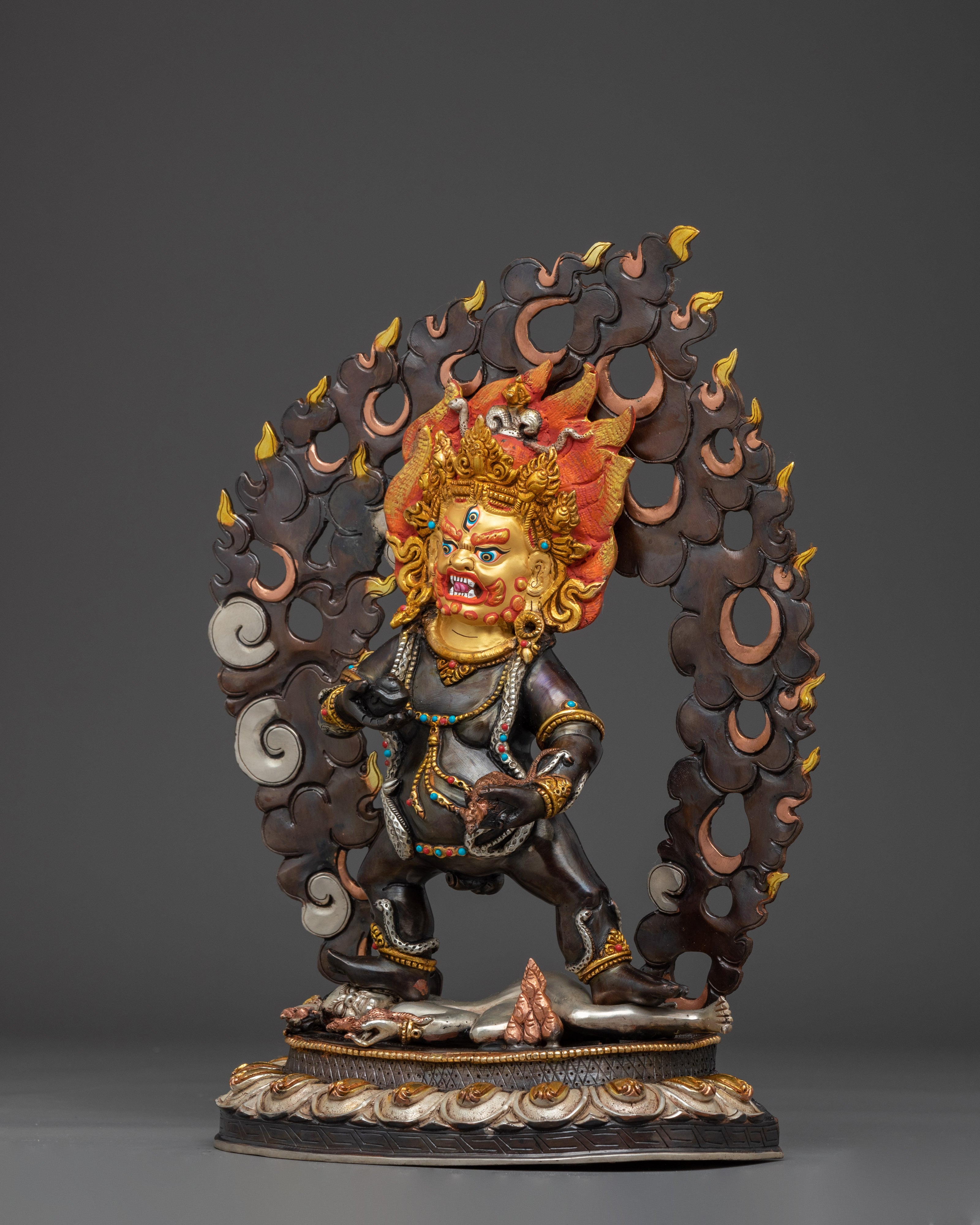 Handmade Five Dzambhala Statue Set | Yellow, White, Red, Black, and Central Dzambhala