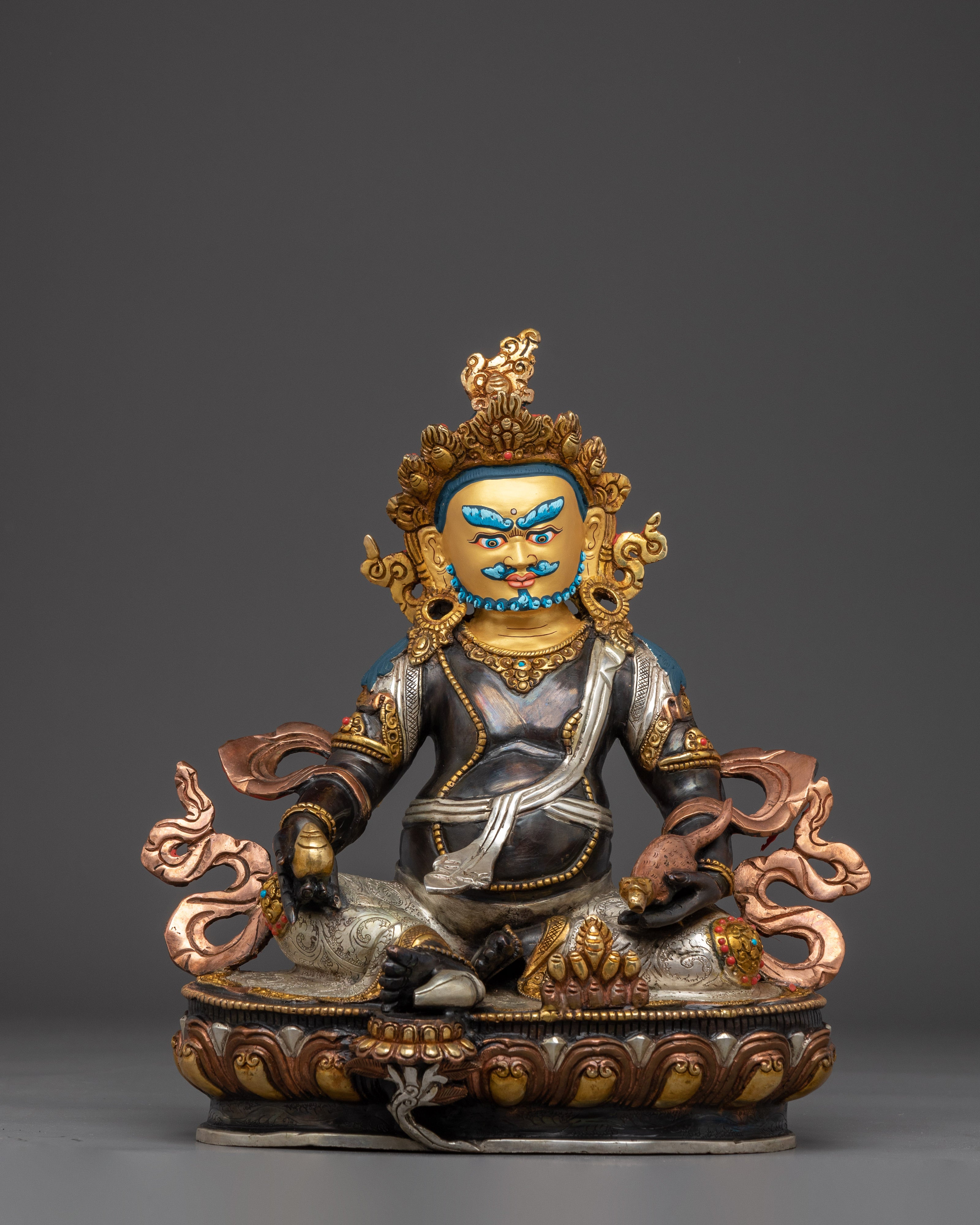 Copper Dzambhala Statue: Buddhist Wealth Deity