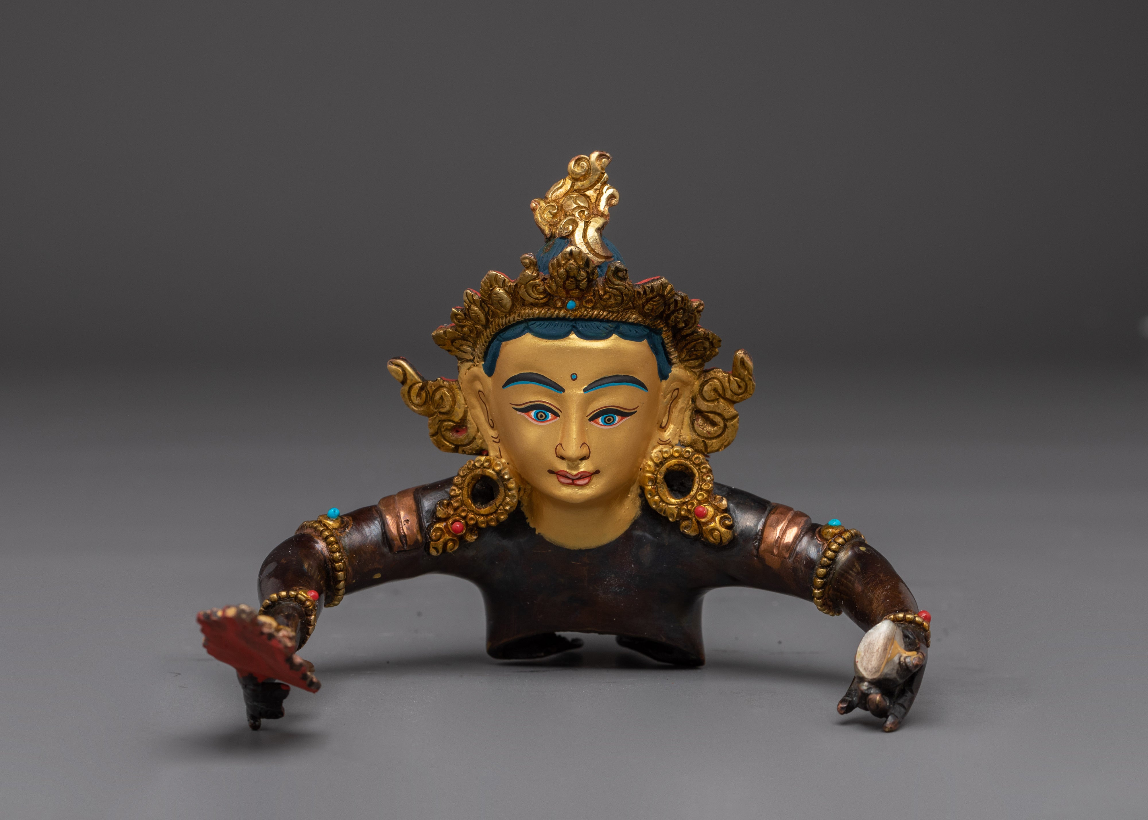 Green Dzambhala Statue: Wealth Deity