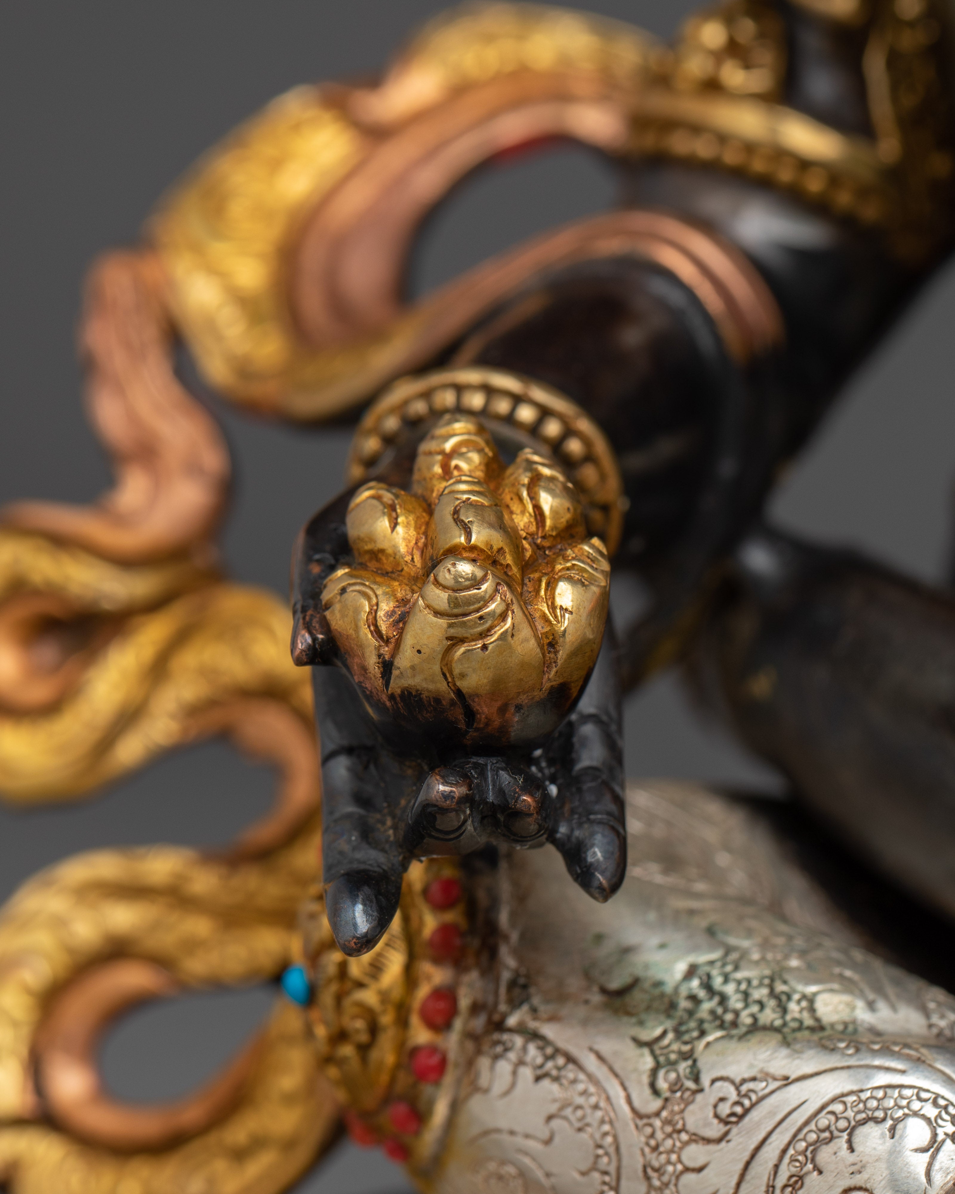 Handmade Five Dzambhala Statue Set | Yellow, White, Red, Black, and Central Dzambhala