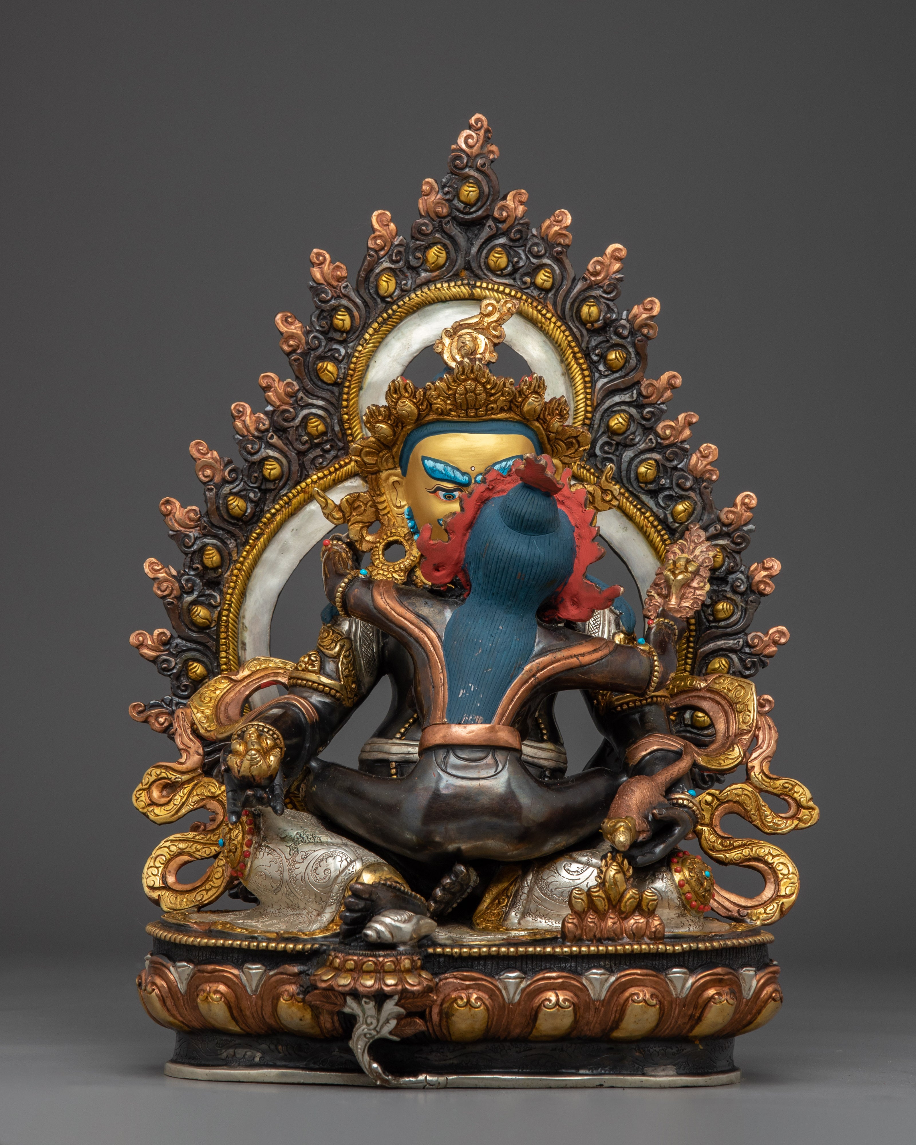 Handmade Five Dzambhala Statue Set | Yellow, White, Red, Black, and Central Dzambhala