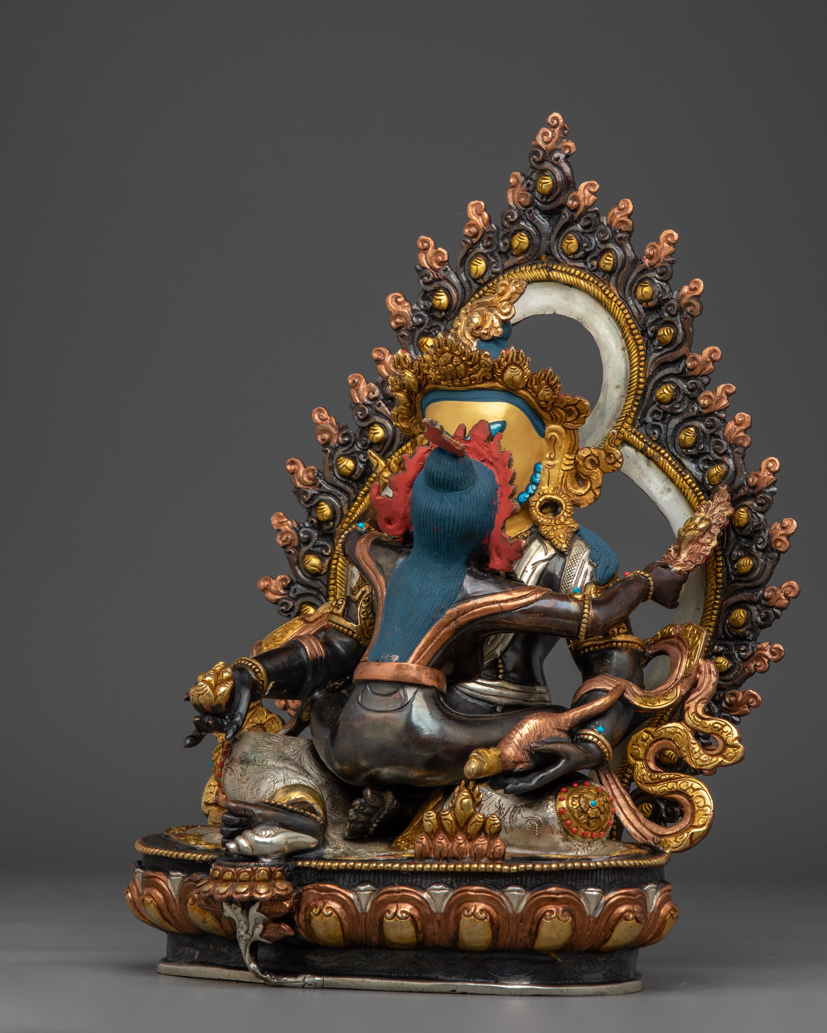 Red Dzambhala Statue: Buddhist Wealth Deity