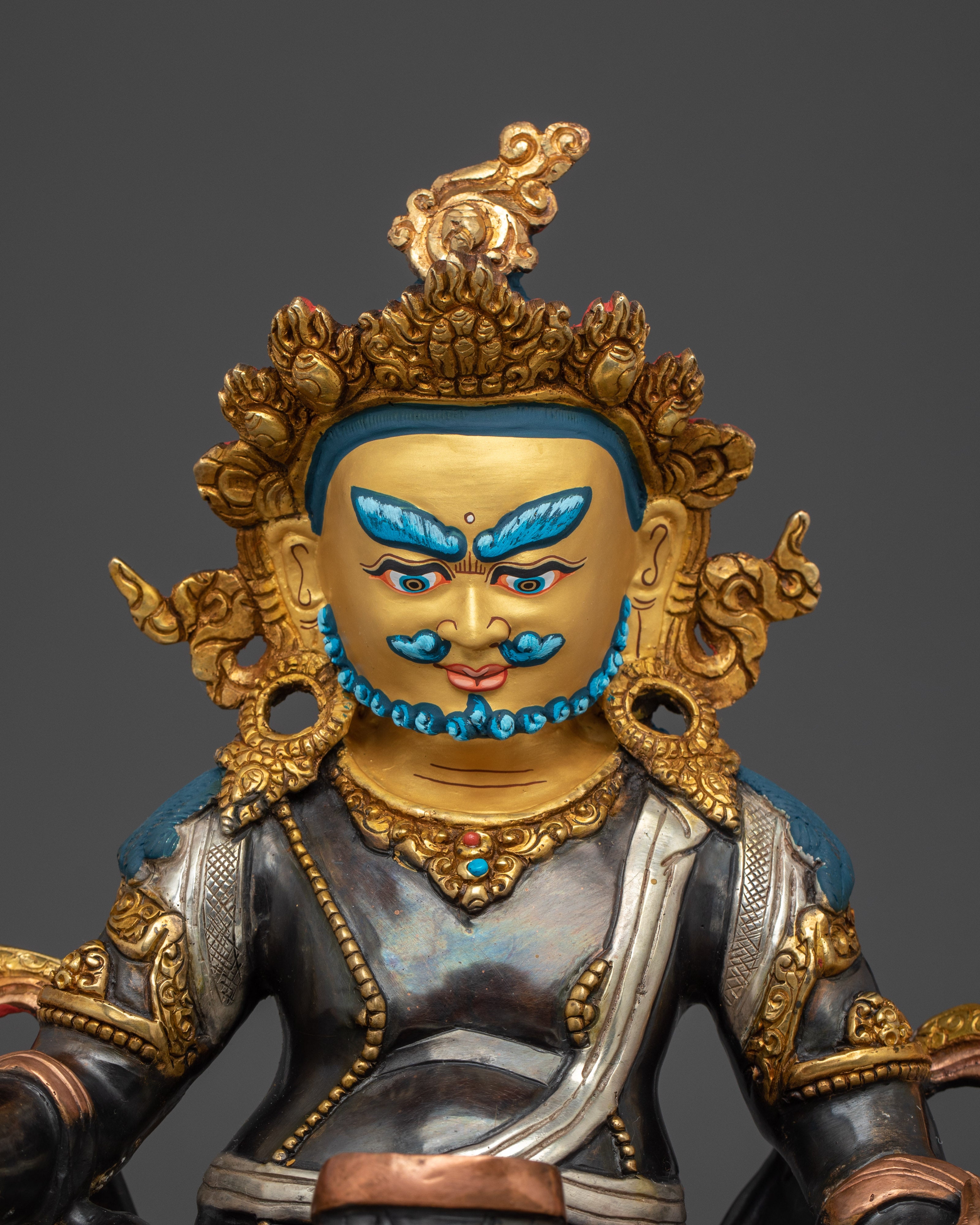 Red Dzambhala Statue: Buddhist Wealth Deity