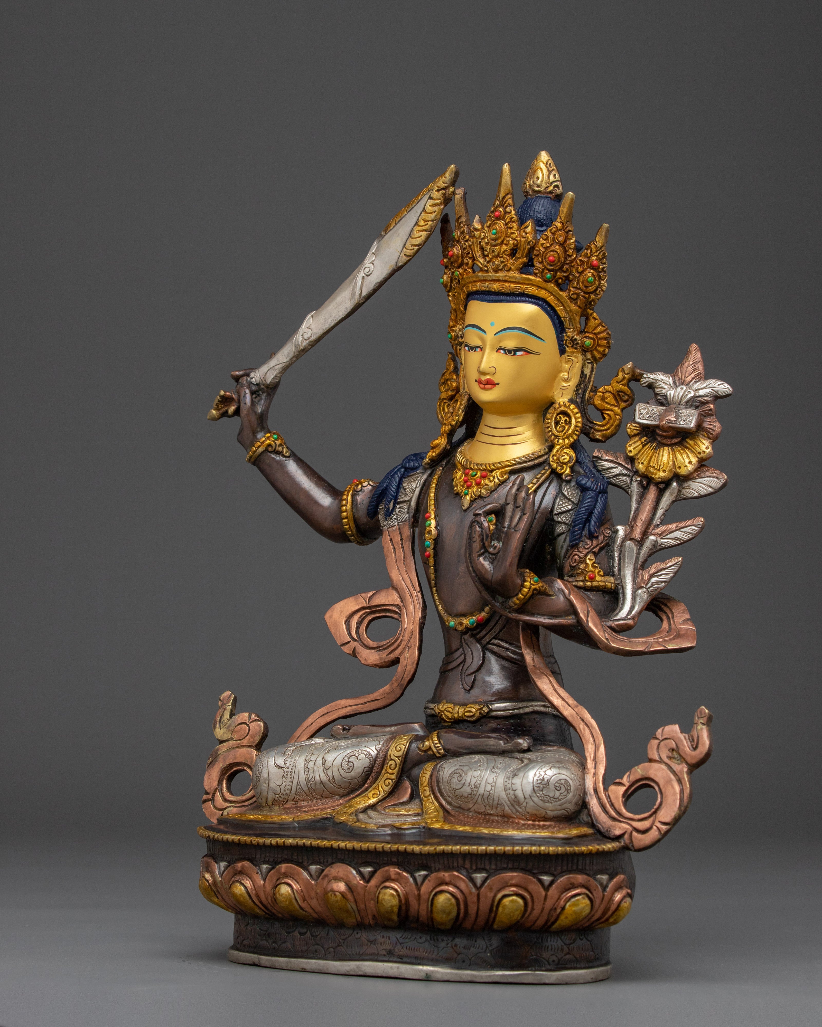 Handmade Manjushri Statue: The Bodhisattva of Wisdom
