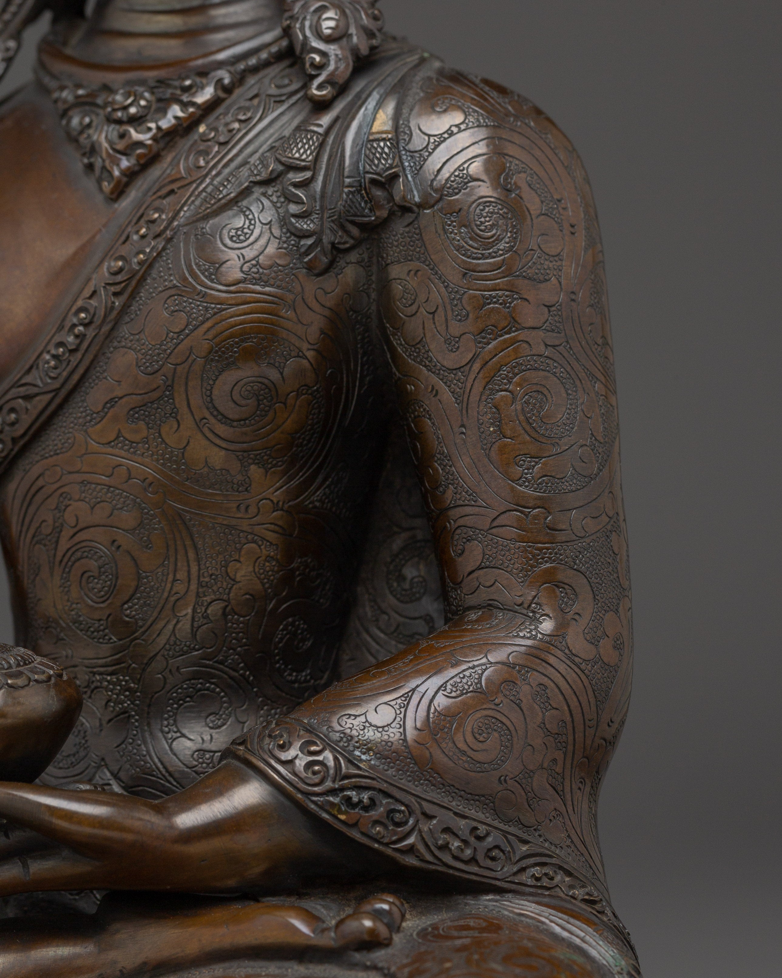 Crown Amitabha Buddha Statue in Copper | Sculpture of the Buddha of Infinite Light