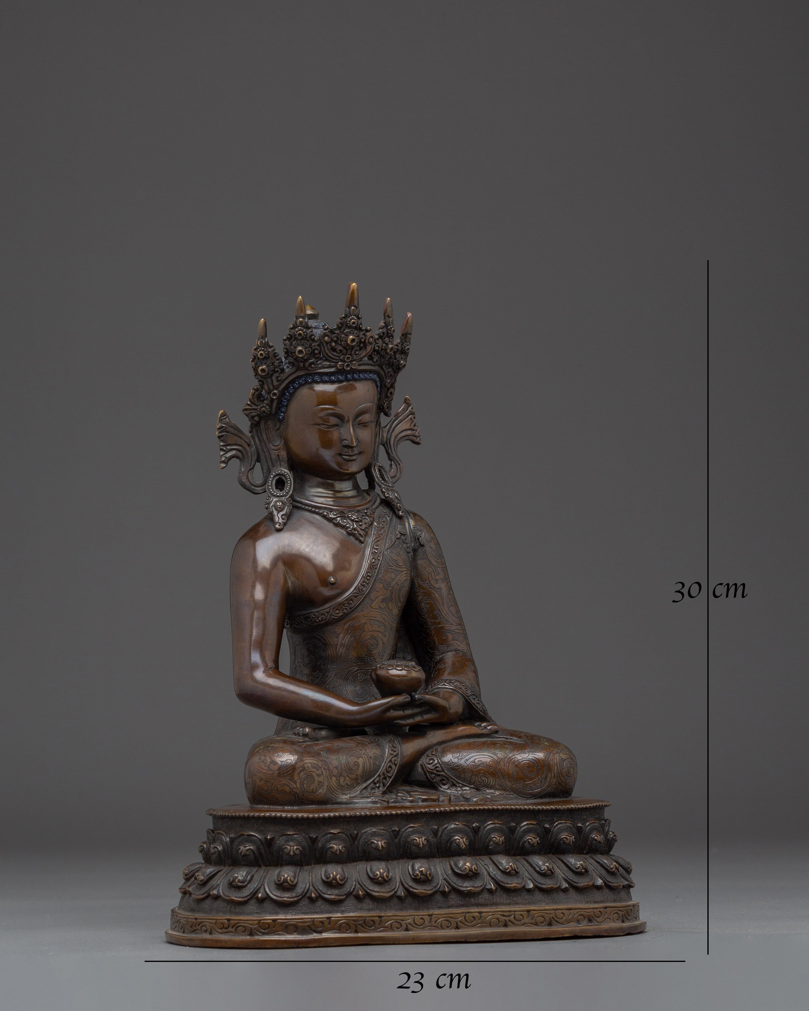 Crown Amitabha Buddha Statue in Copper