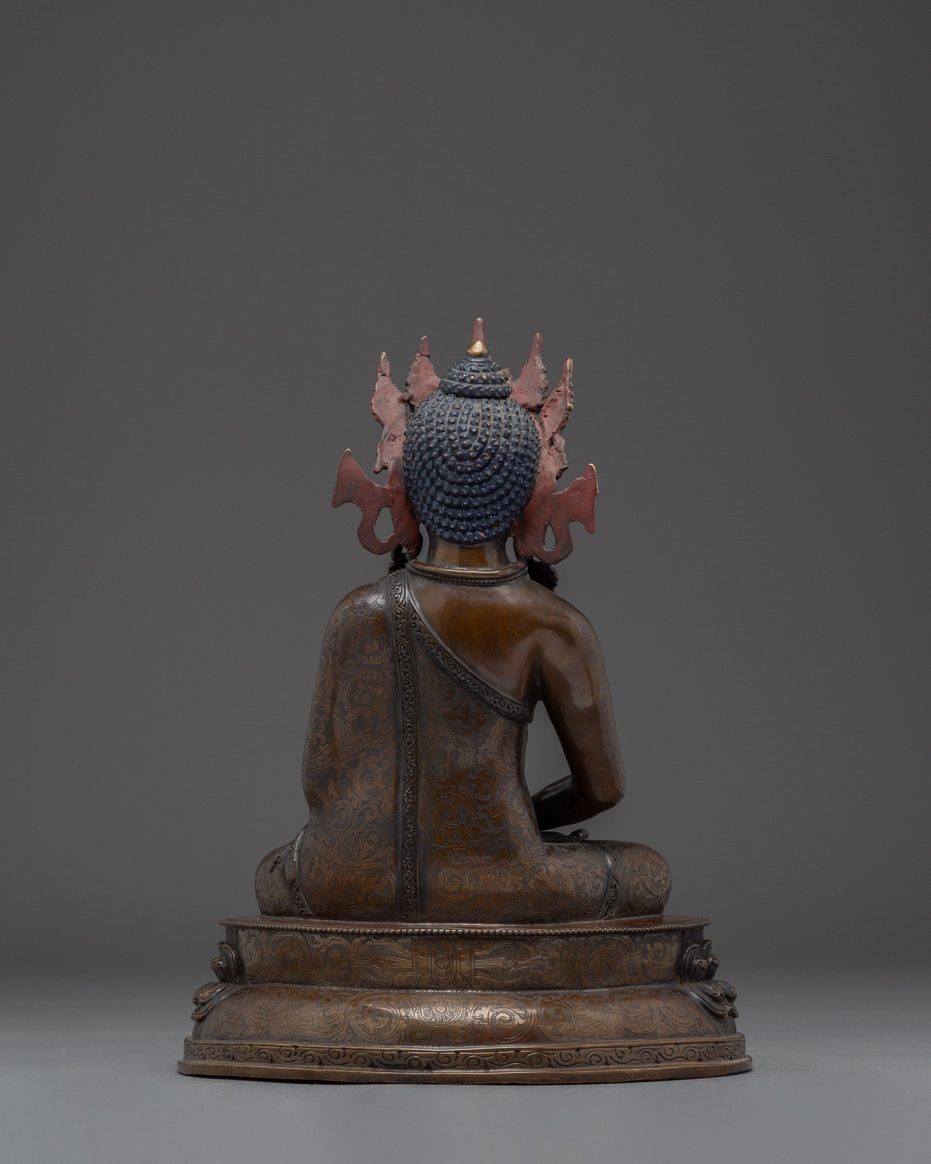 Crown Amitabha Buddha Statue in Copper | Sculpture of the Buddha of Infinite Light