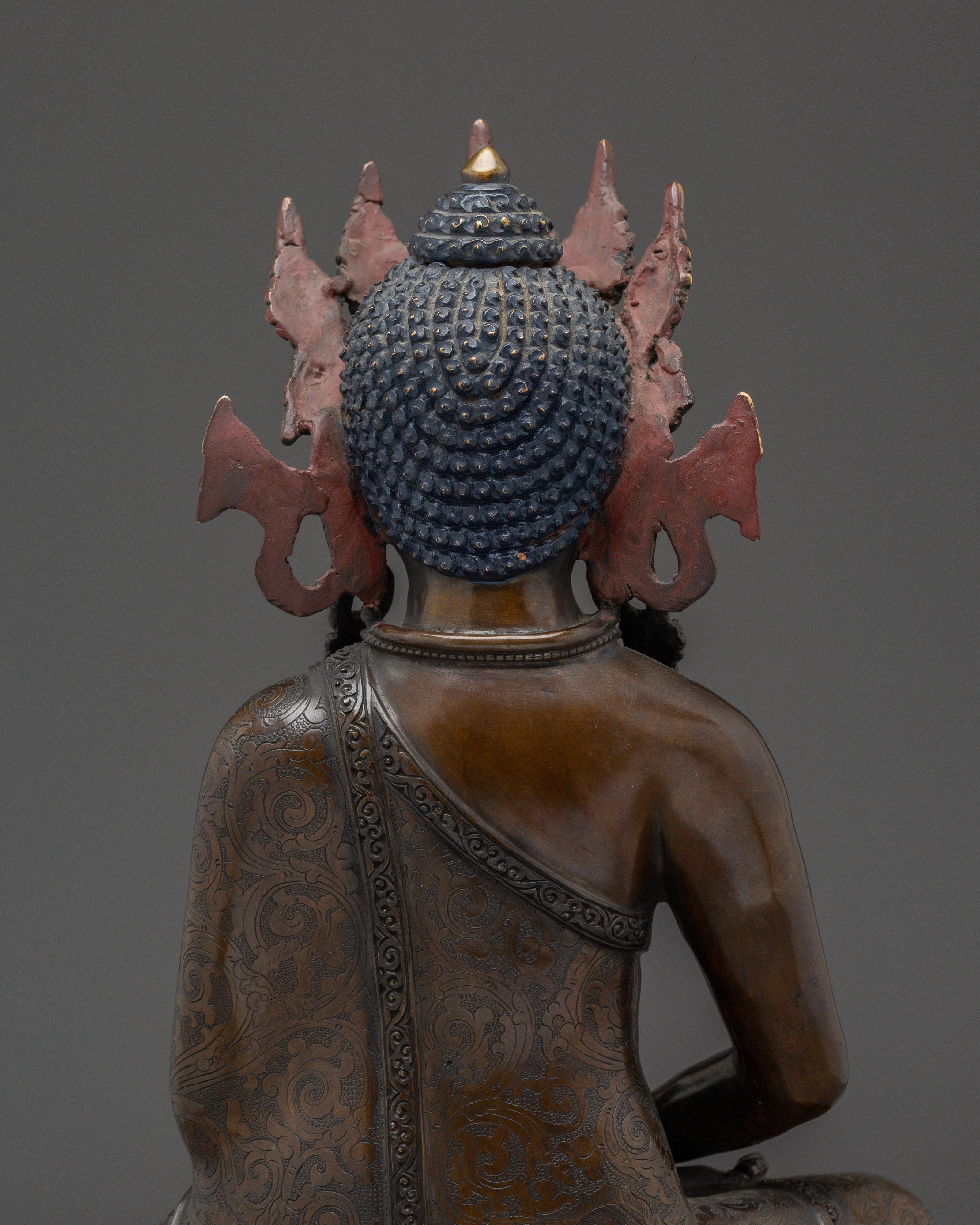 Crown Amitabha Buddha Statue in Copper | Sculpture of the Buddha of Infinite Light