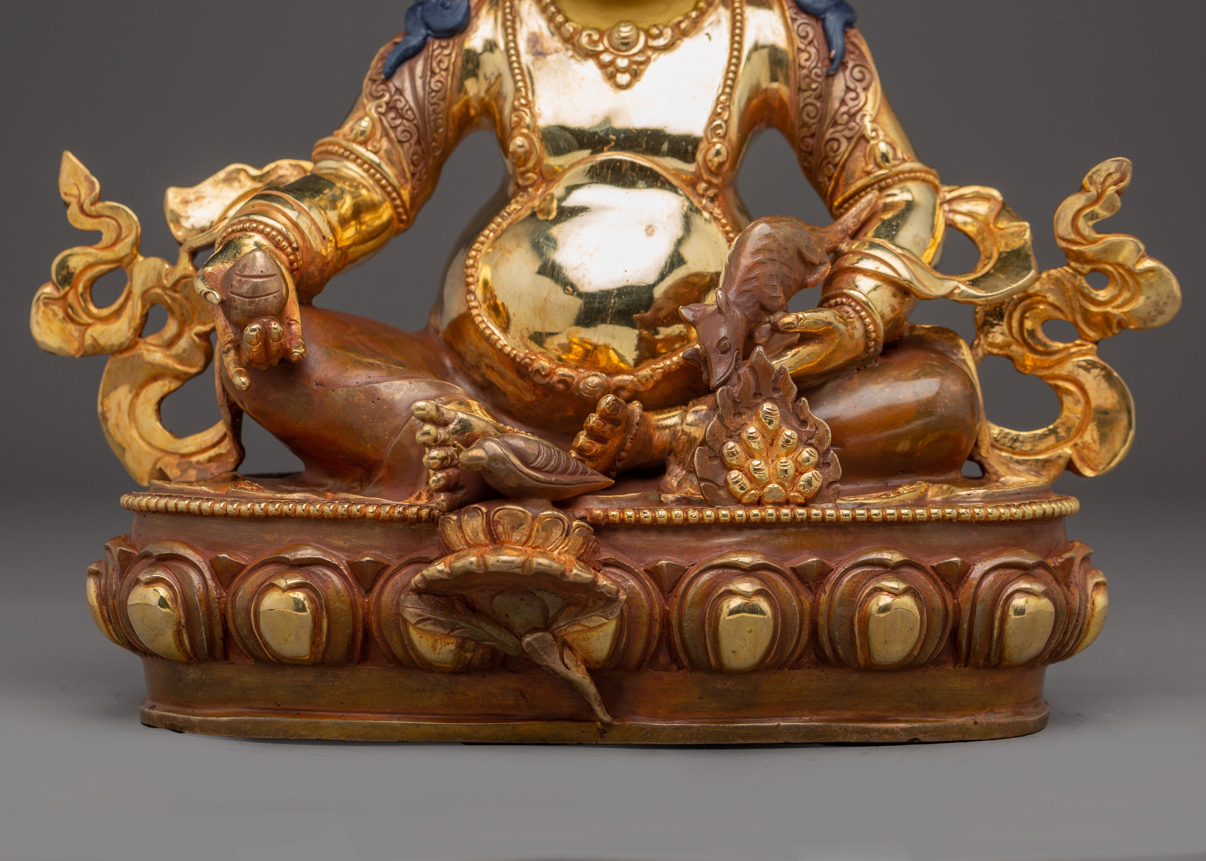 Dzambhala, Deity of Wealth and Prosperity | Gold Gilded Tibetan Statue