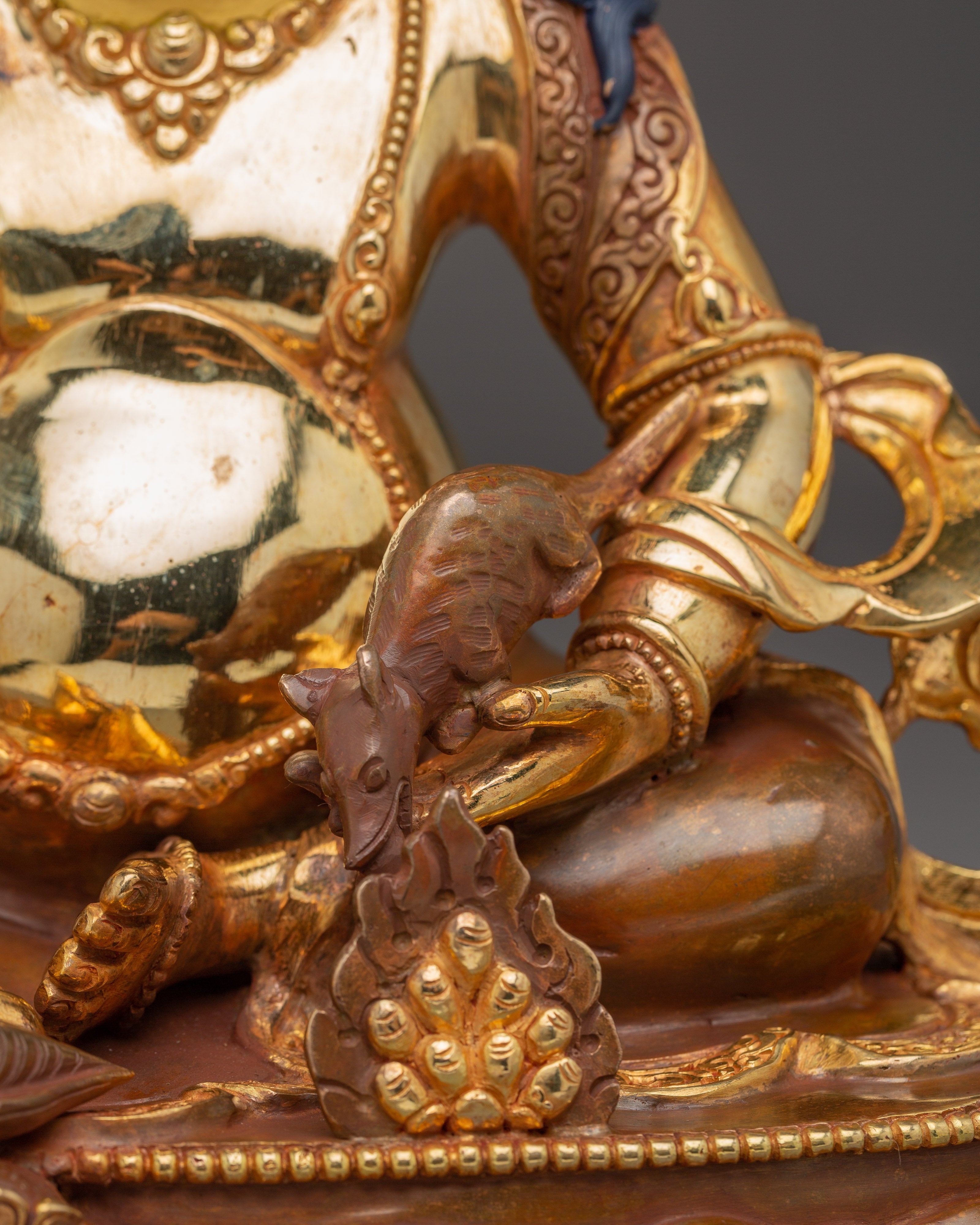 Dzambhala, Deity of Wealth and Prosperity | Gold Gilded Tibetan Statue