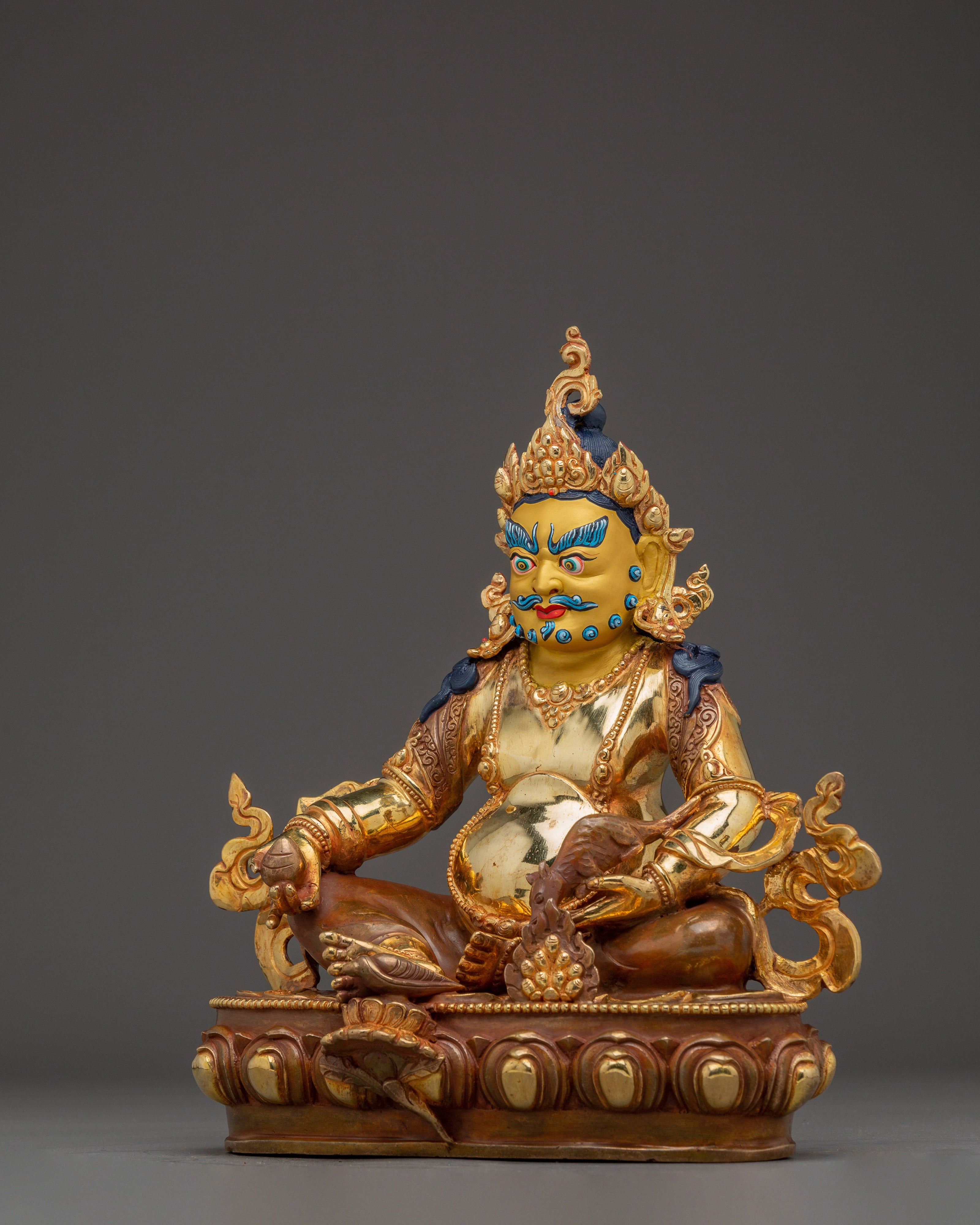 Dzambhala, Deity of Wealth and Prosperity | Gold Gilded Tibetan Statue