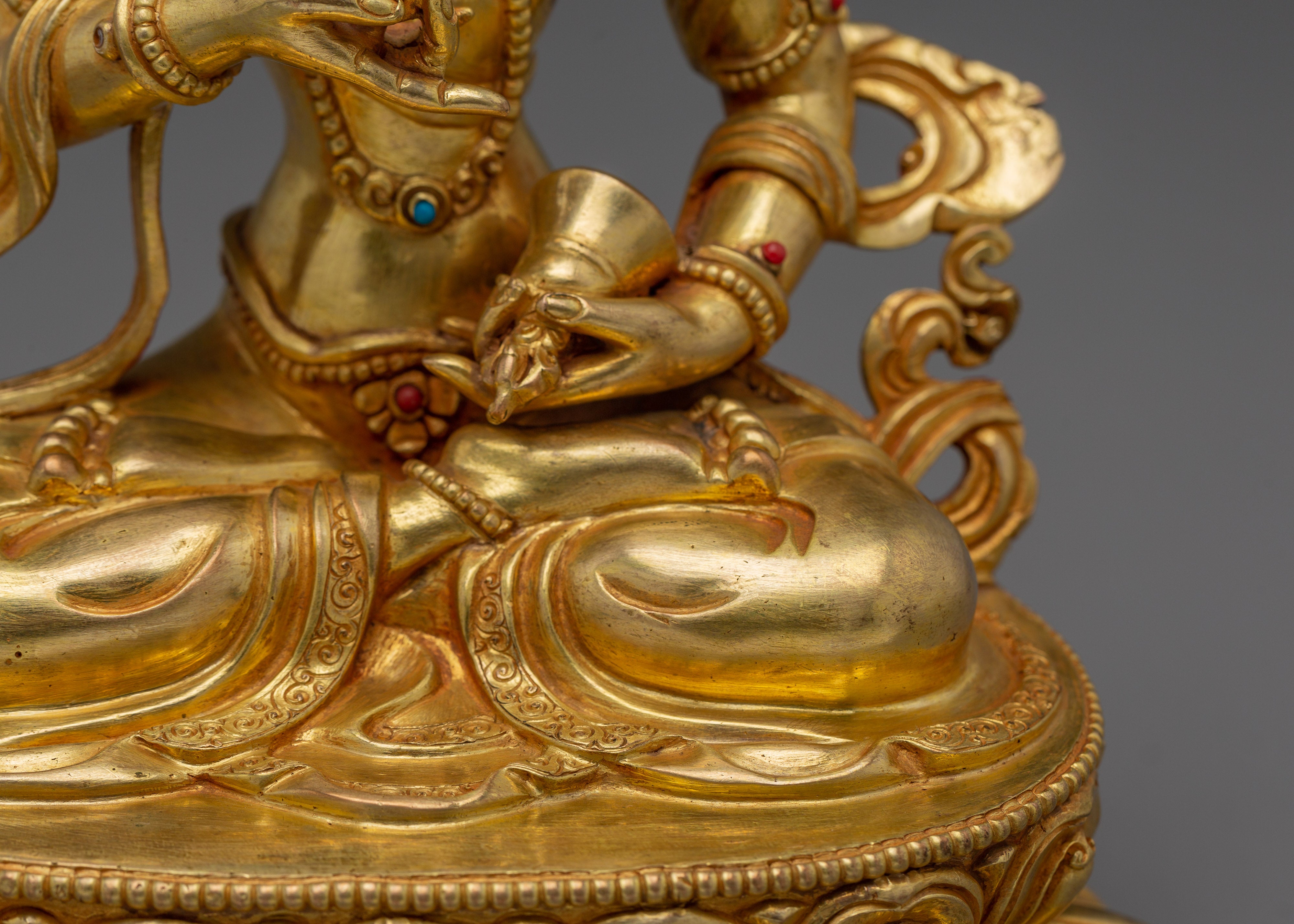 Vajrasattva with 24K Gold Gilding and Gemstones | Perfect for Meditation