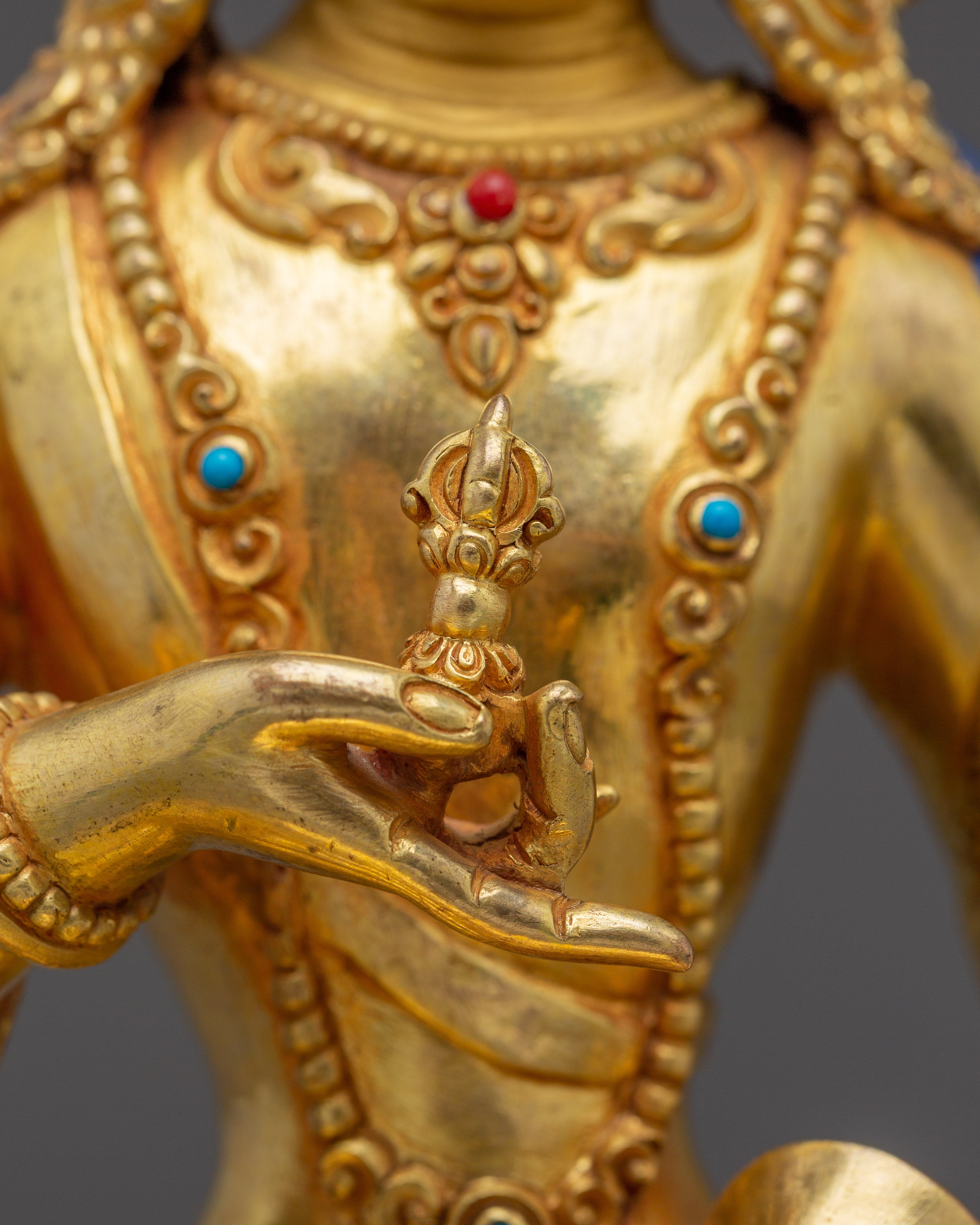 Vajrasattva with 24K Gold Gilding and Gemstones | Perfect for Meditation