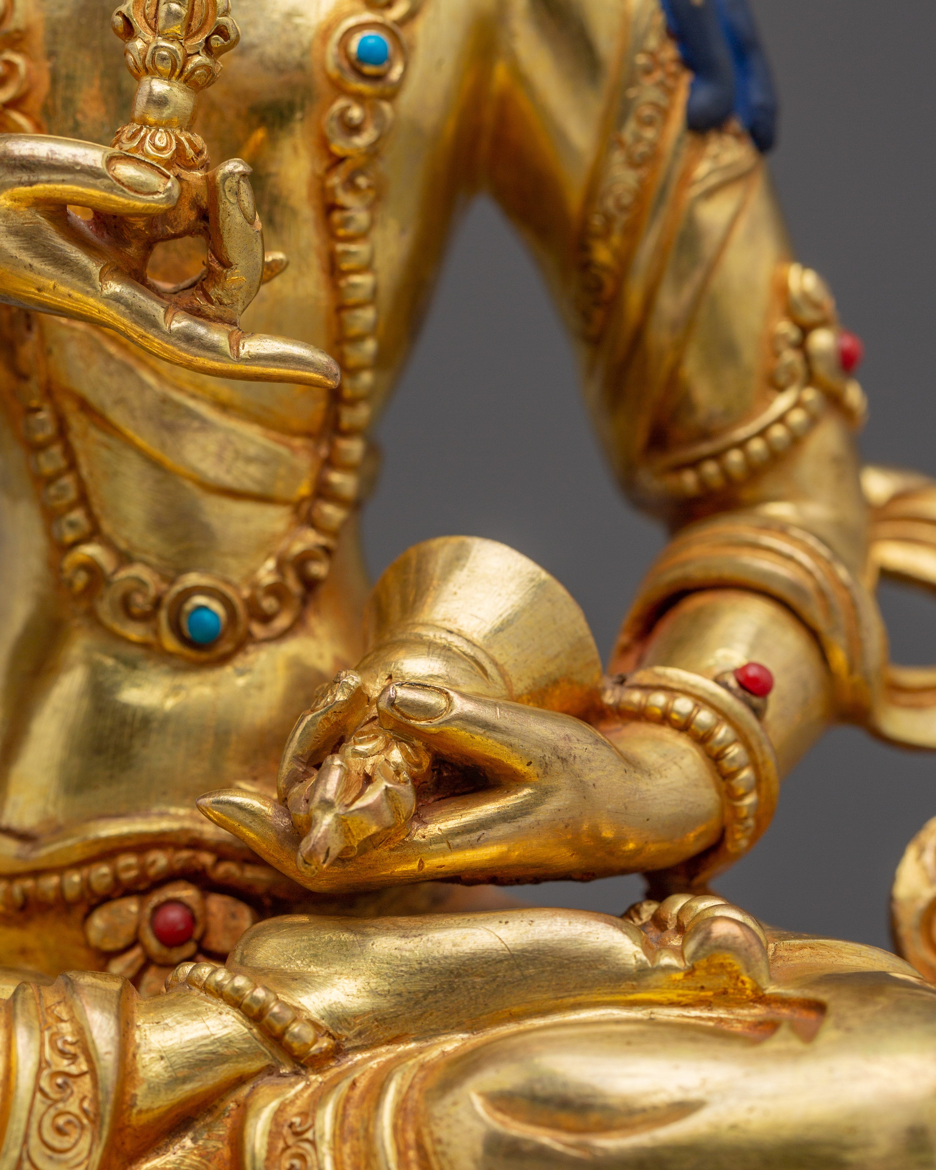 Vajrasattva with 24K Gold Gilding and Gemstones | Perfect for Meditation