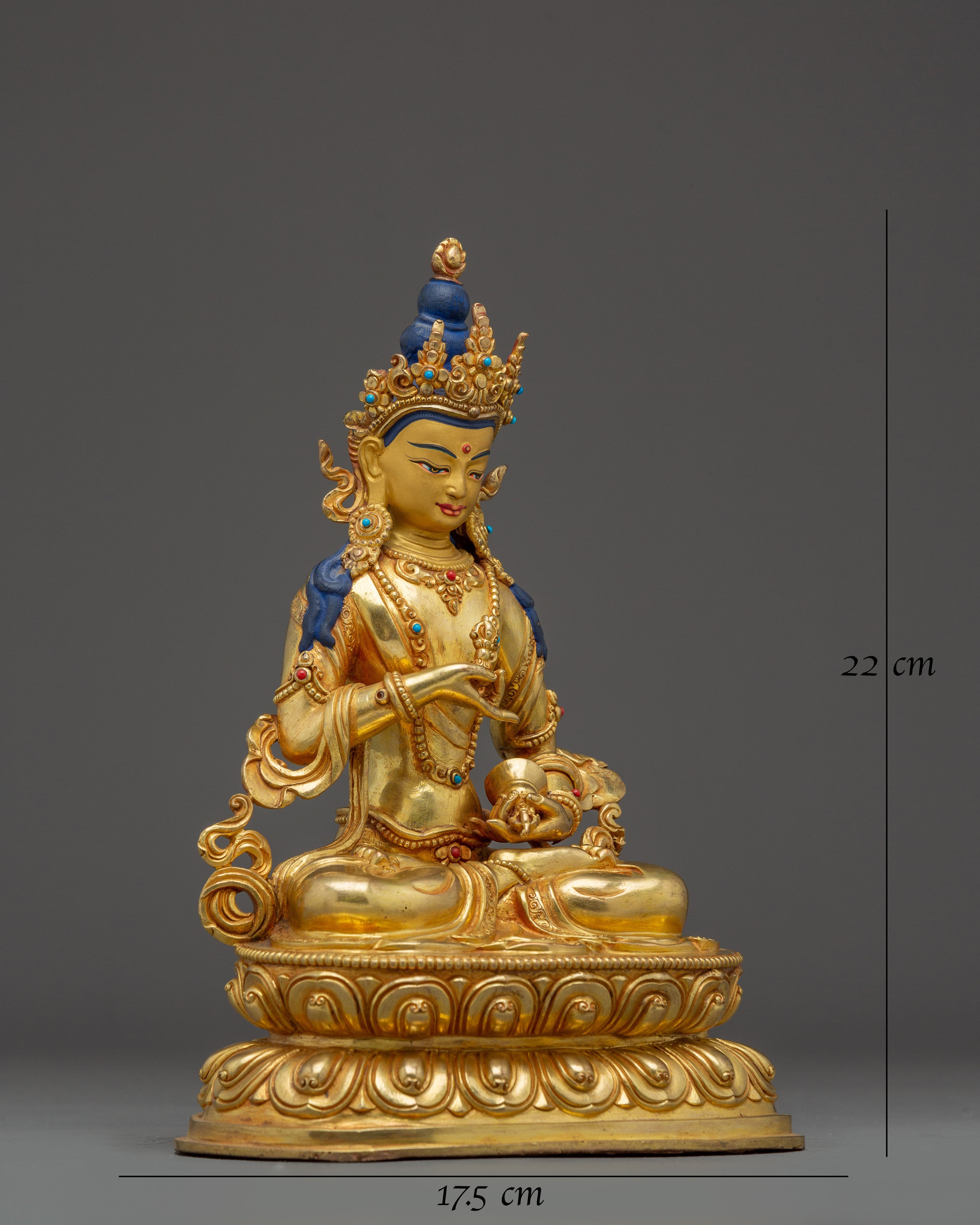 Vajrasattva with 24K Gold Gilding and Gemstones
