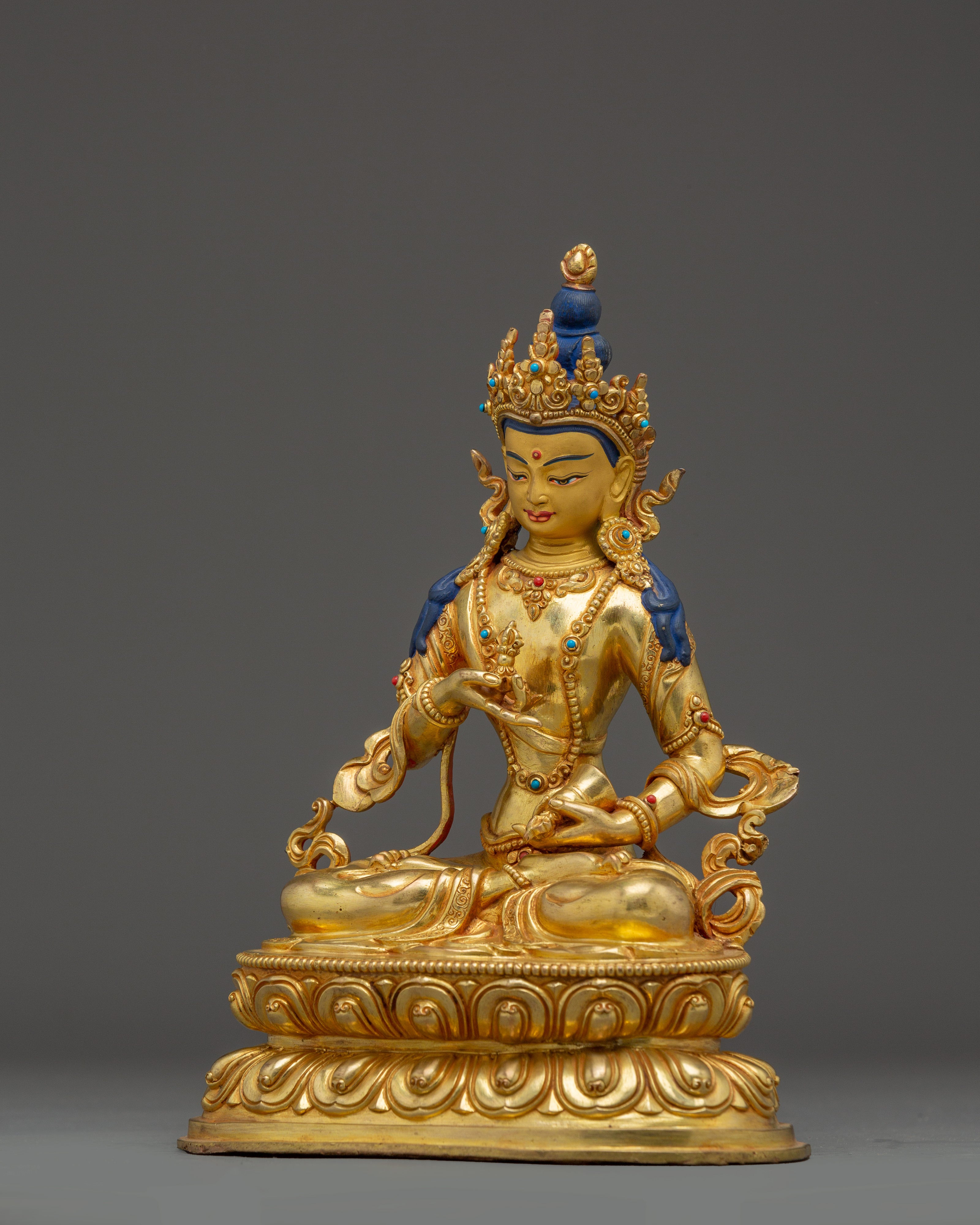 Vajrasattva with 24K Gold Gilding and Gemstones | Perfect for Meditation
