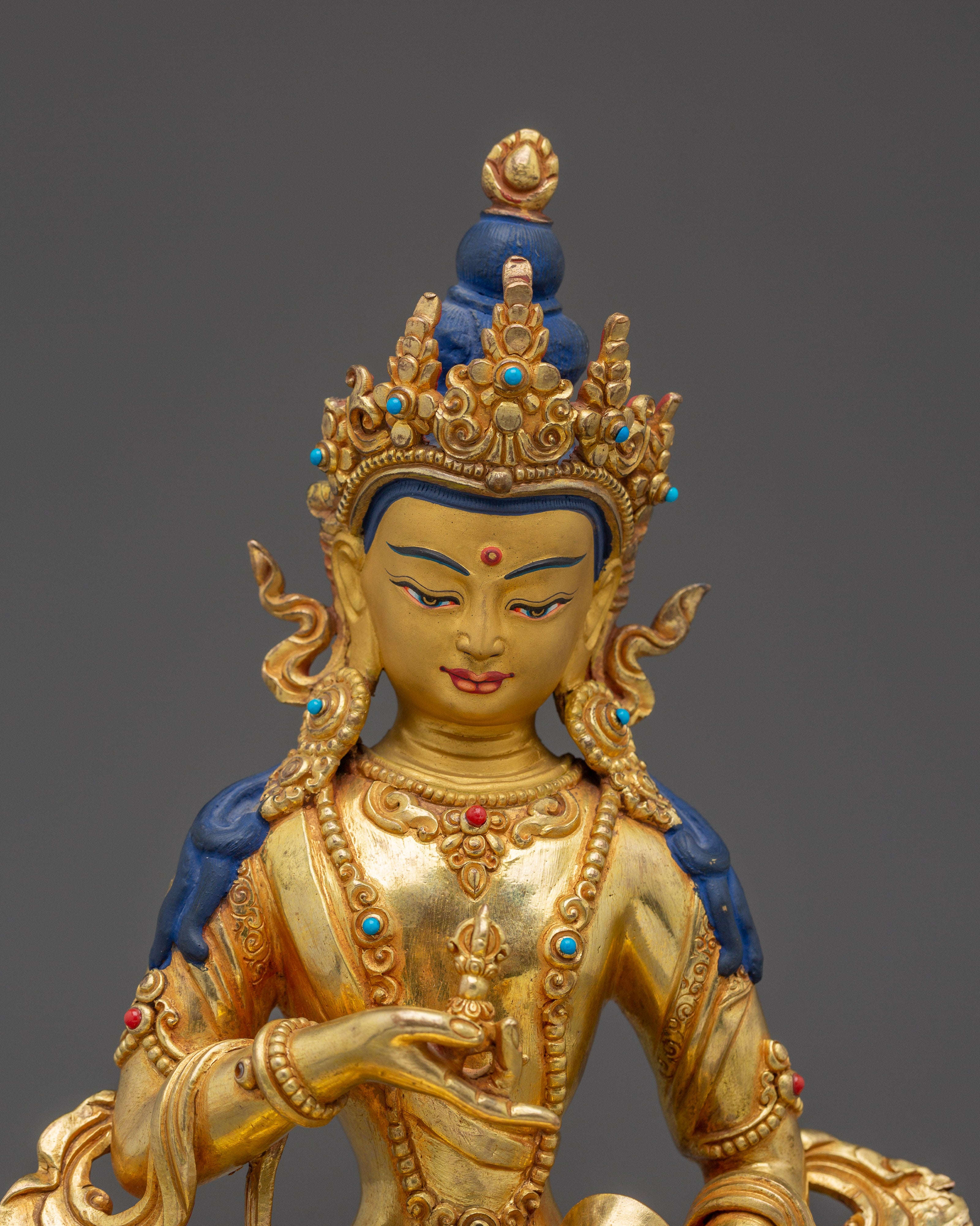 Vajrasattva with 24K Gold Gilding and Gemstones | Perfect for Meditation