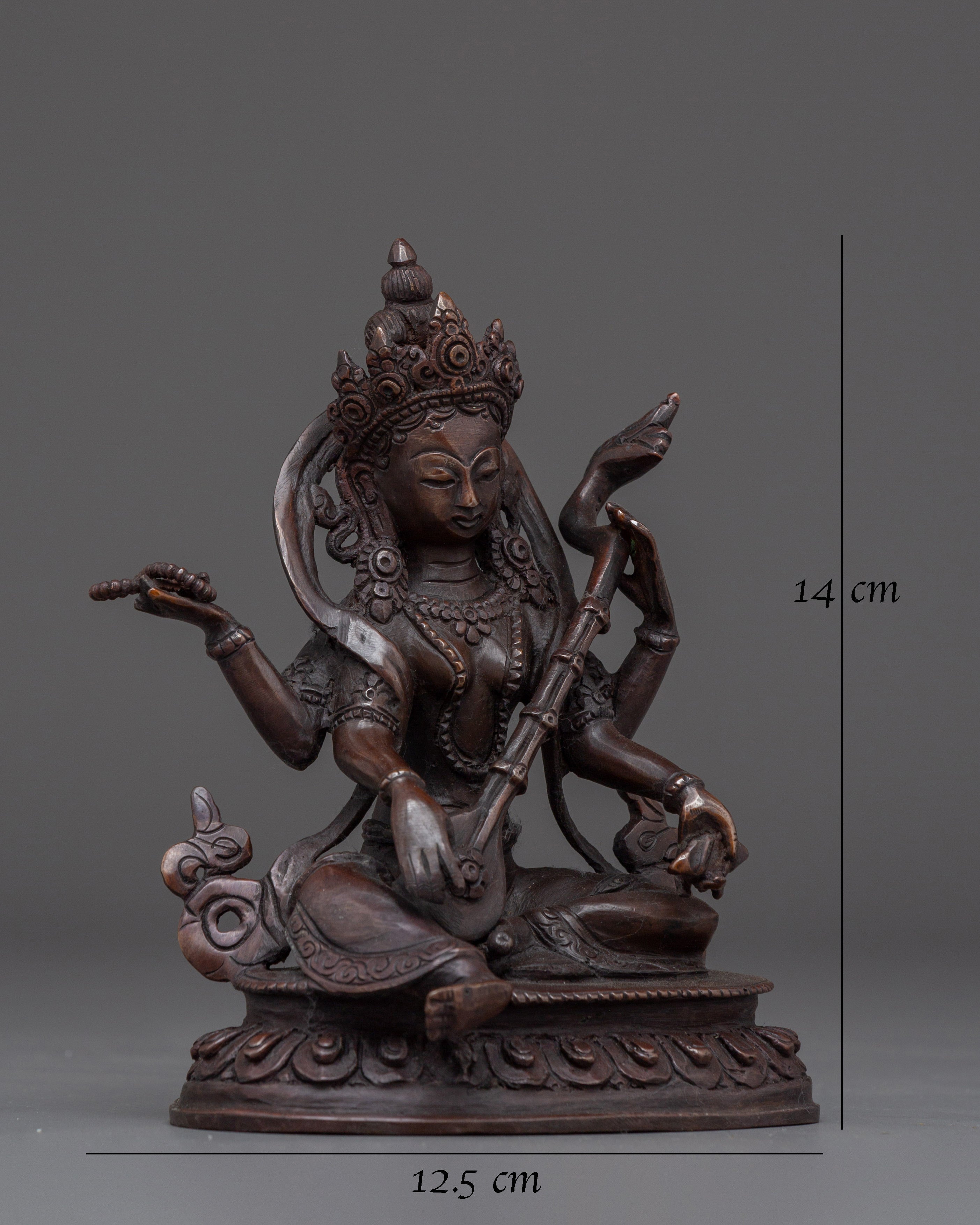 Saraswati Copper Sculpture of the Goddess of Wisdom
