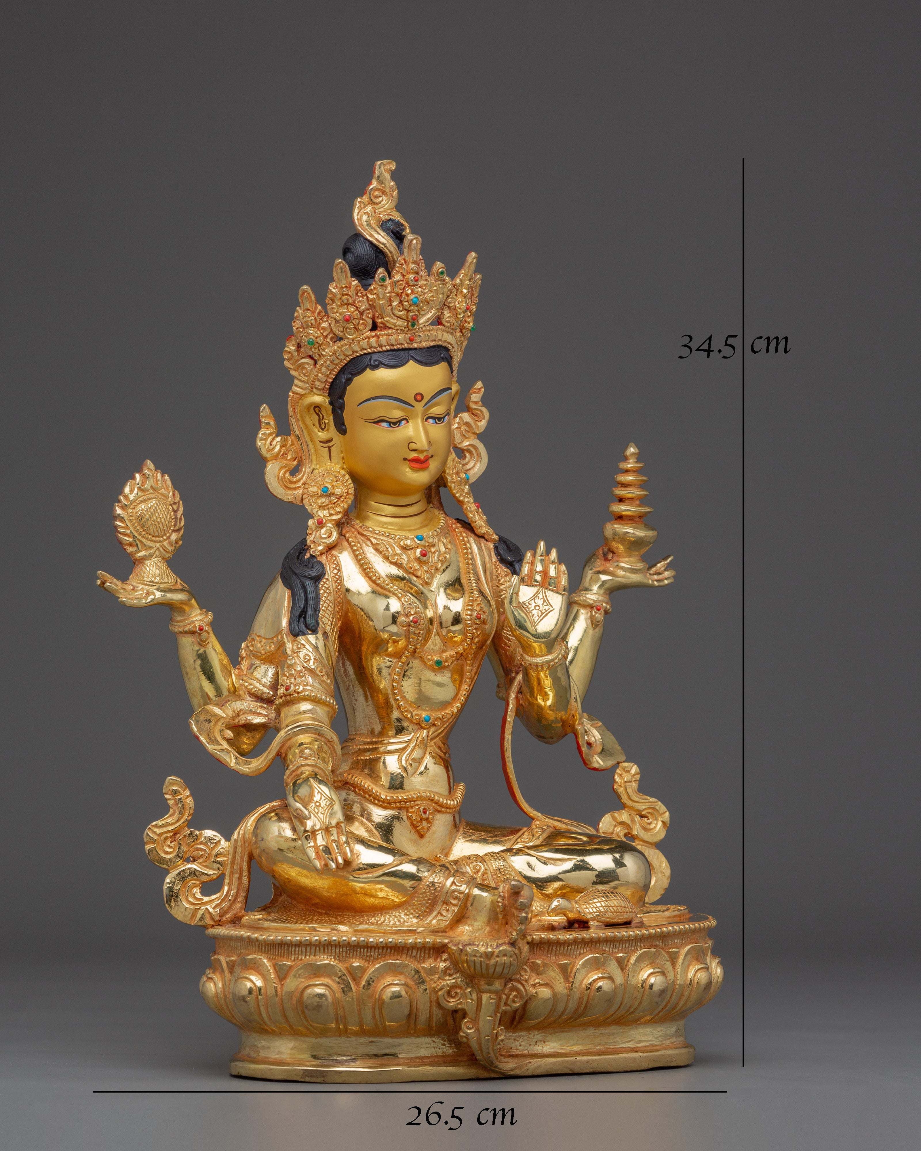 Laxmi Gold Gilded Copper Sculpture