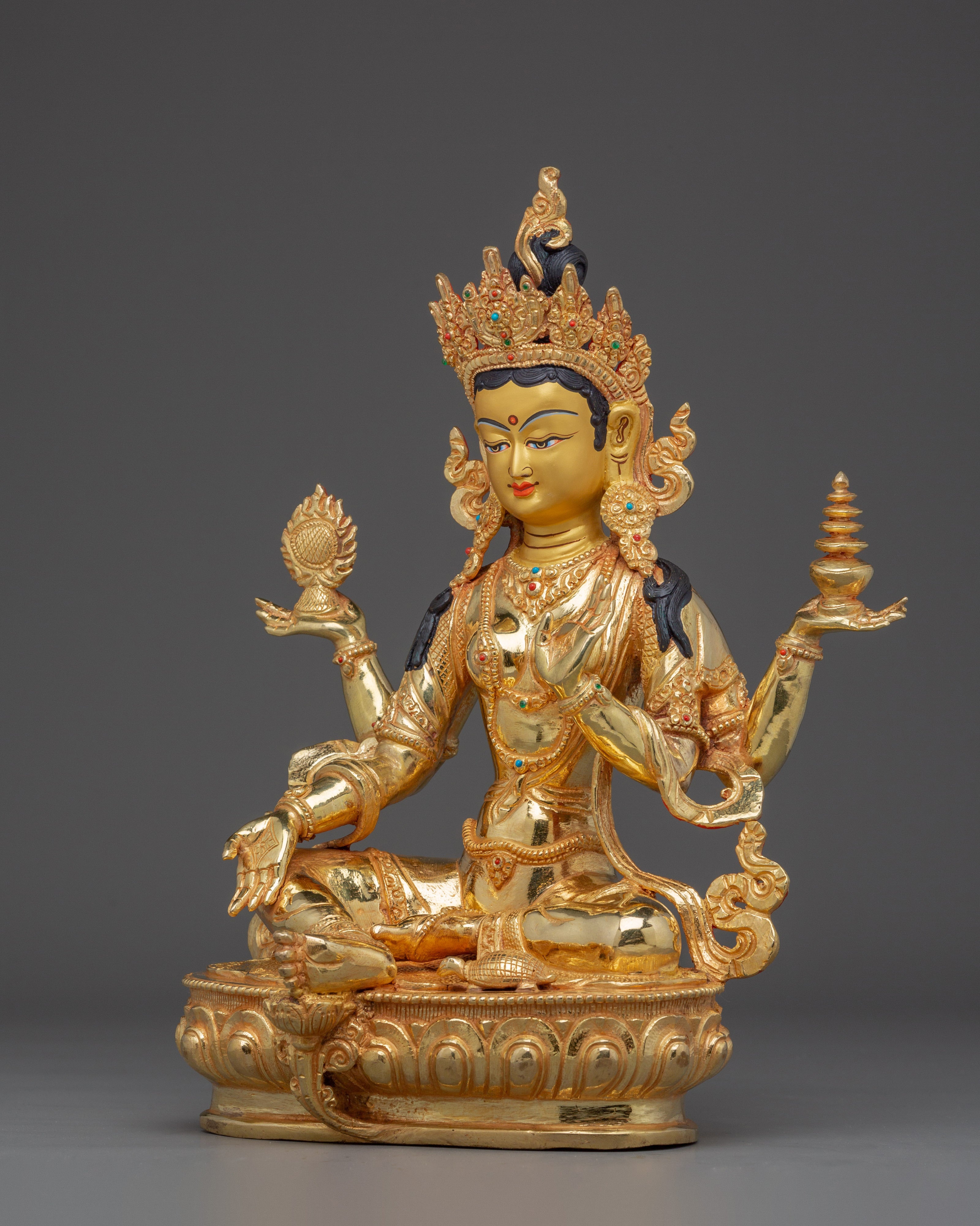 Laxmi Gold Gilded Copper Sculpture | Goddess of Wealth & Prosperity