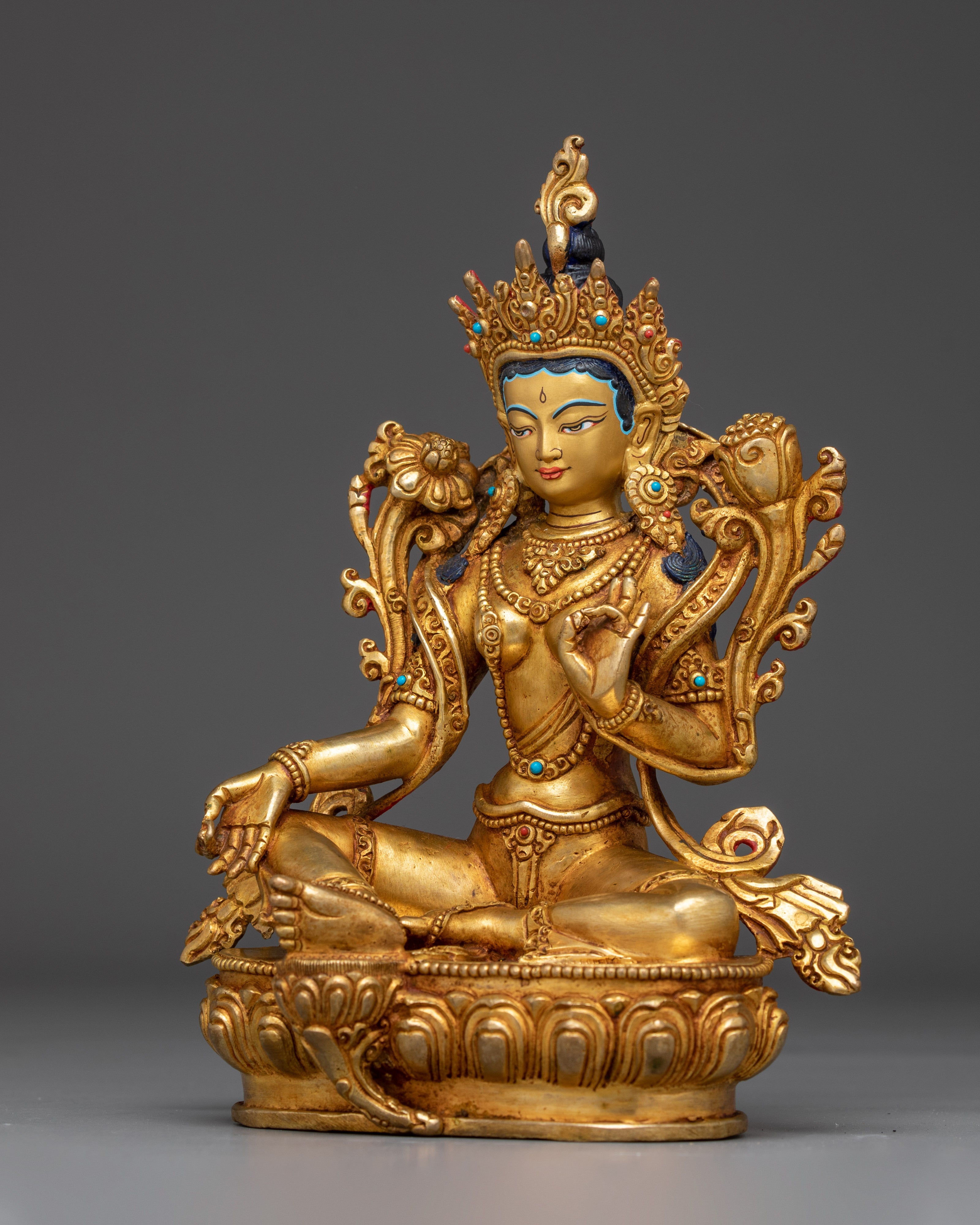 Green Tara Statue: Revered Buddhist Goddess