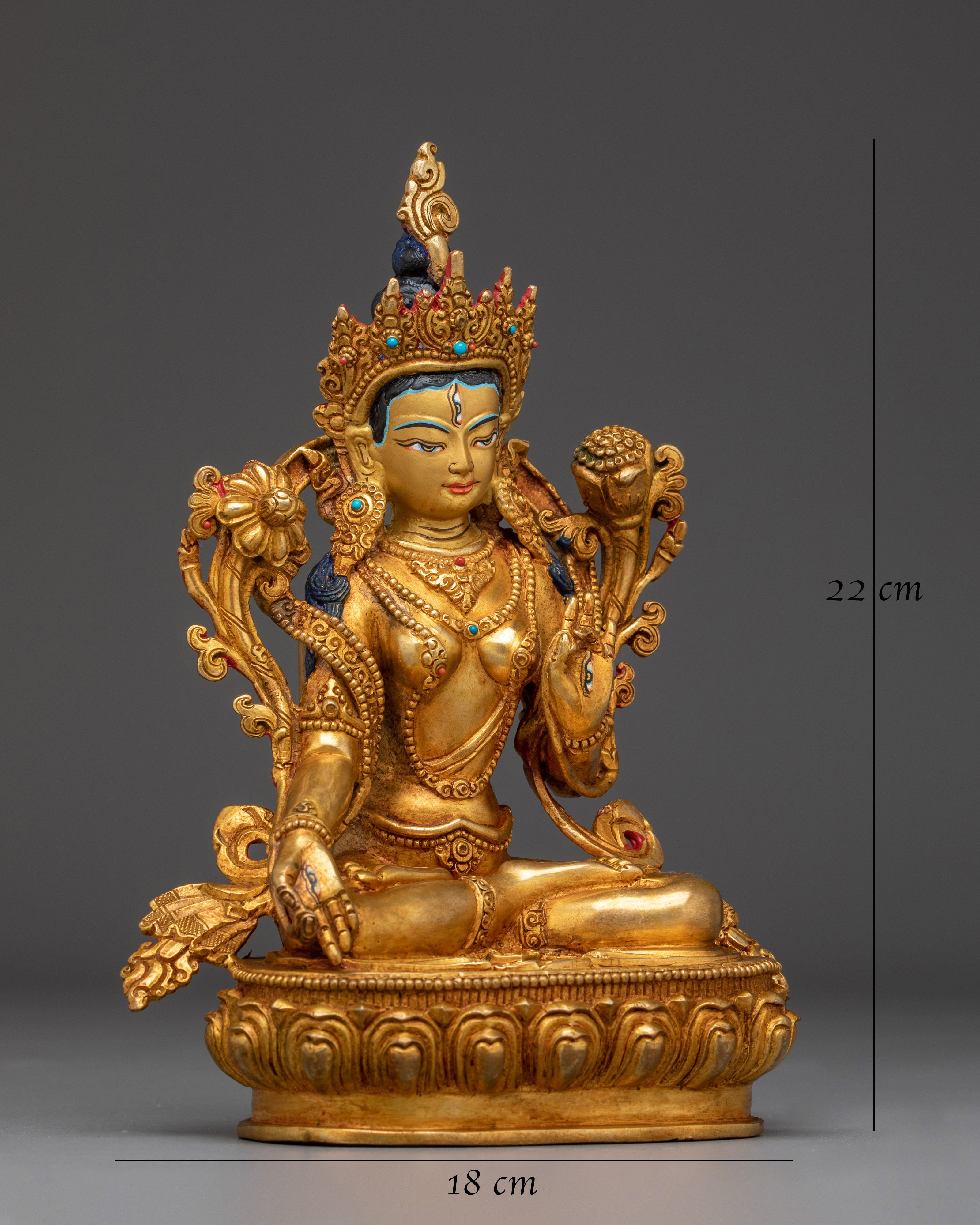 White Tara Buddha Art with 24K Gold Gilded