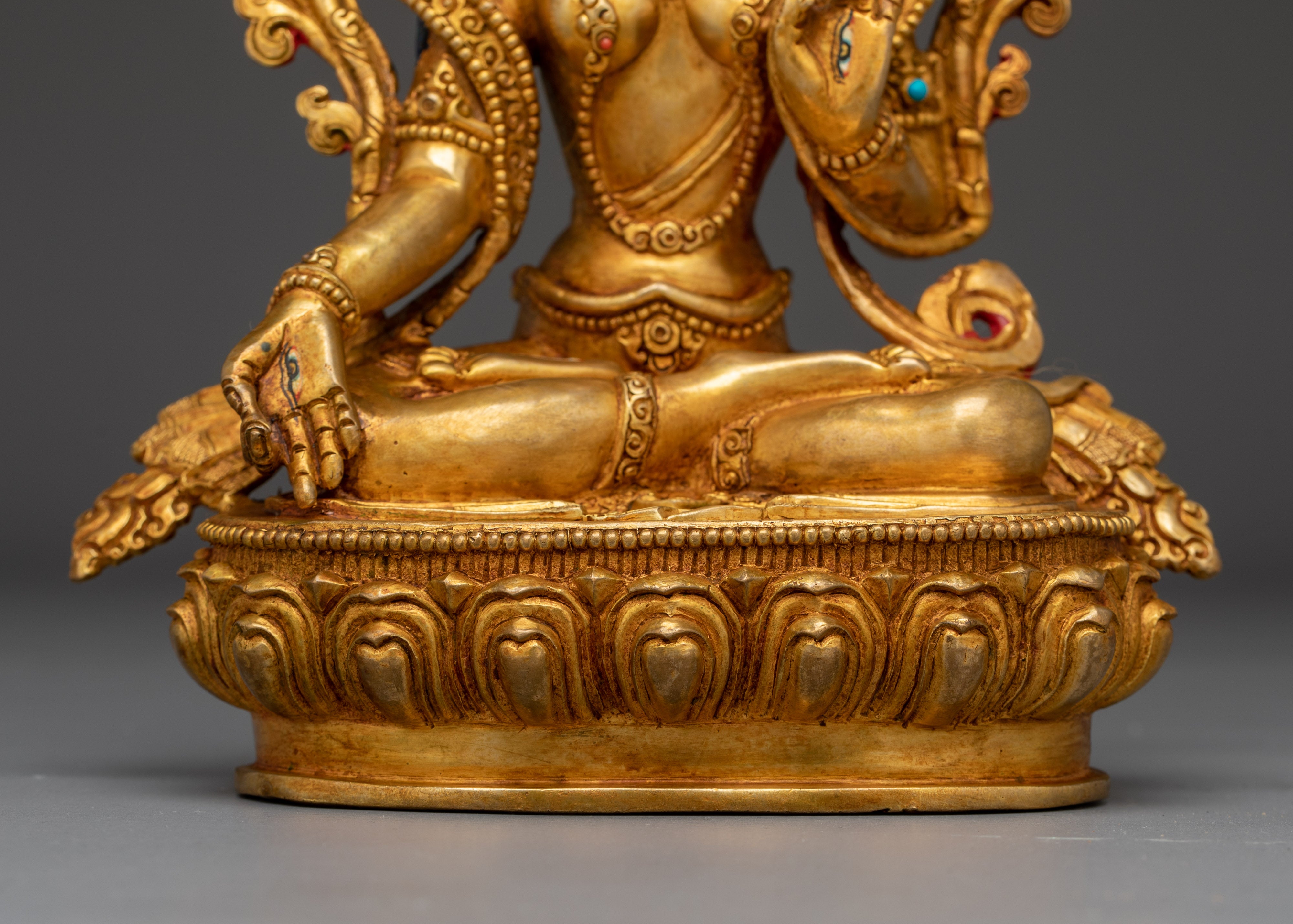 White Tara Buddha Art with 24K Gold Gilded | Spiritual Meditation & Altar Decor