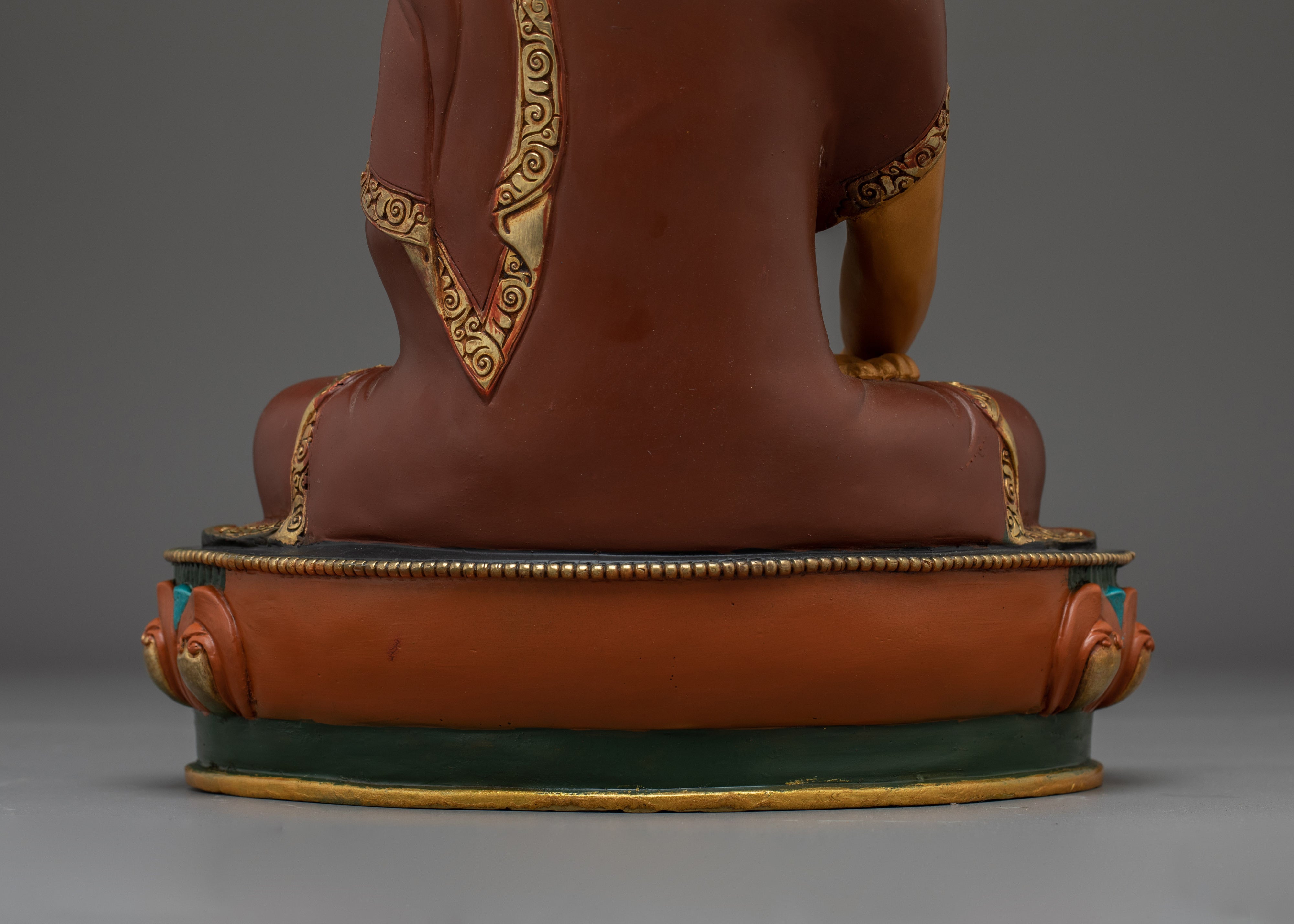Shakyamuni Buddha Copper Statue in Orange | Copper Meditation Sculpture