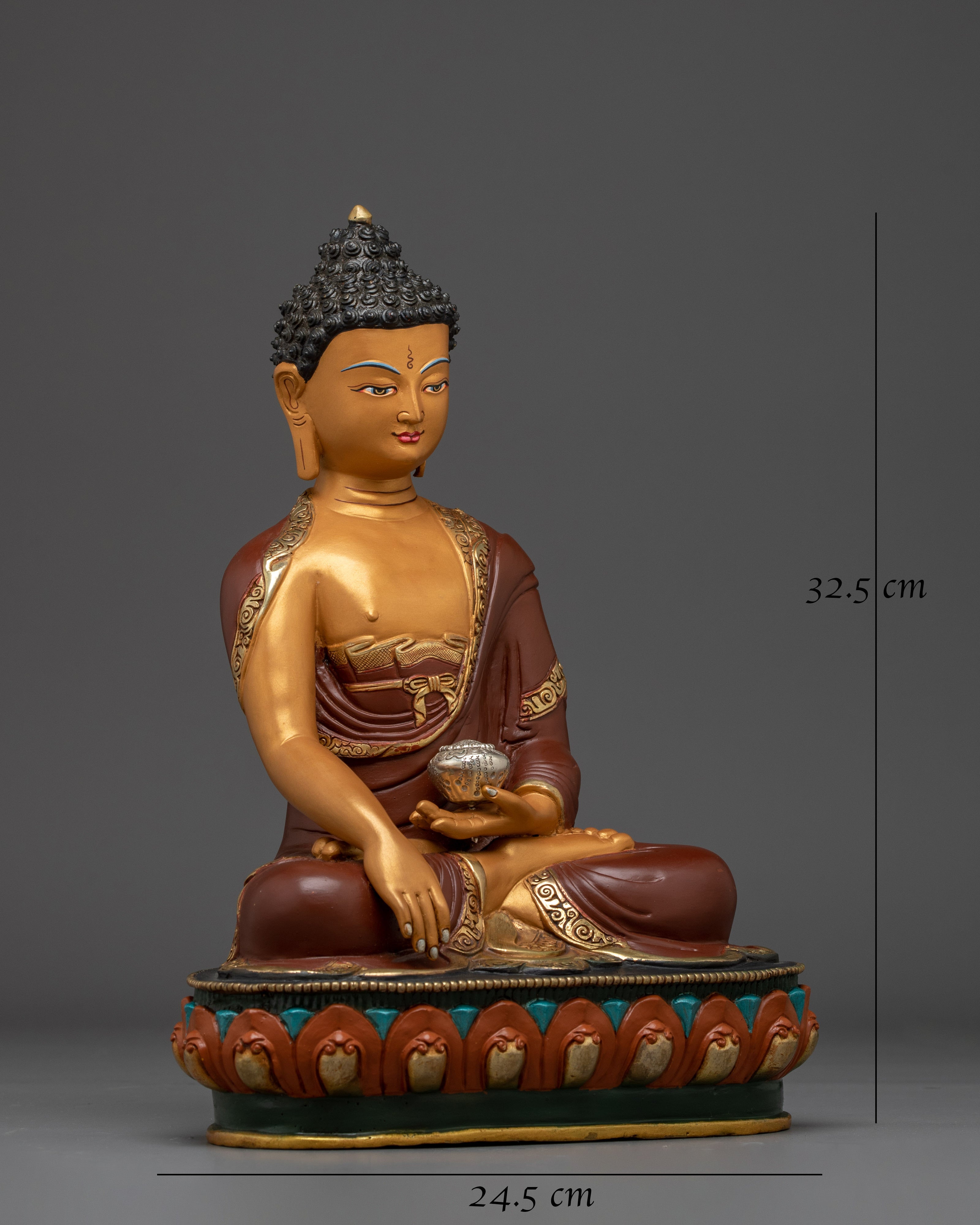 Shakyamuni Buddha Copper Statue in Orange