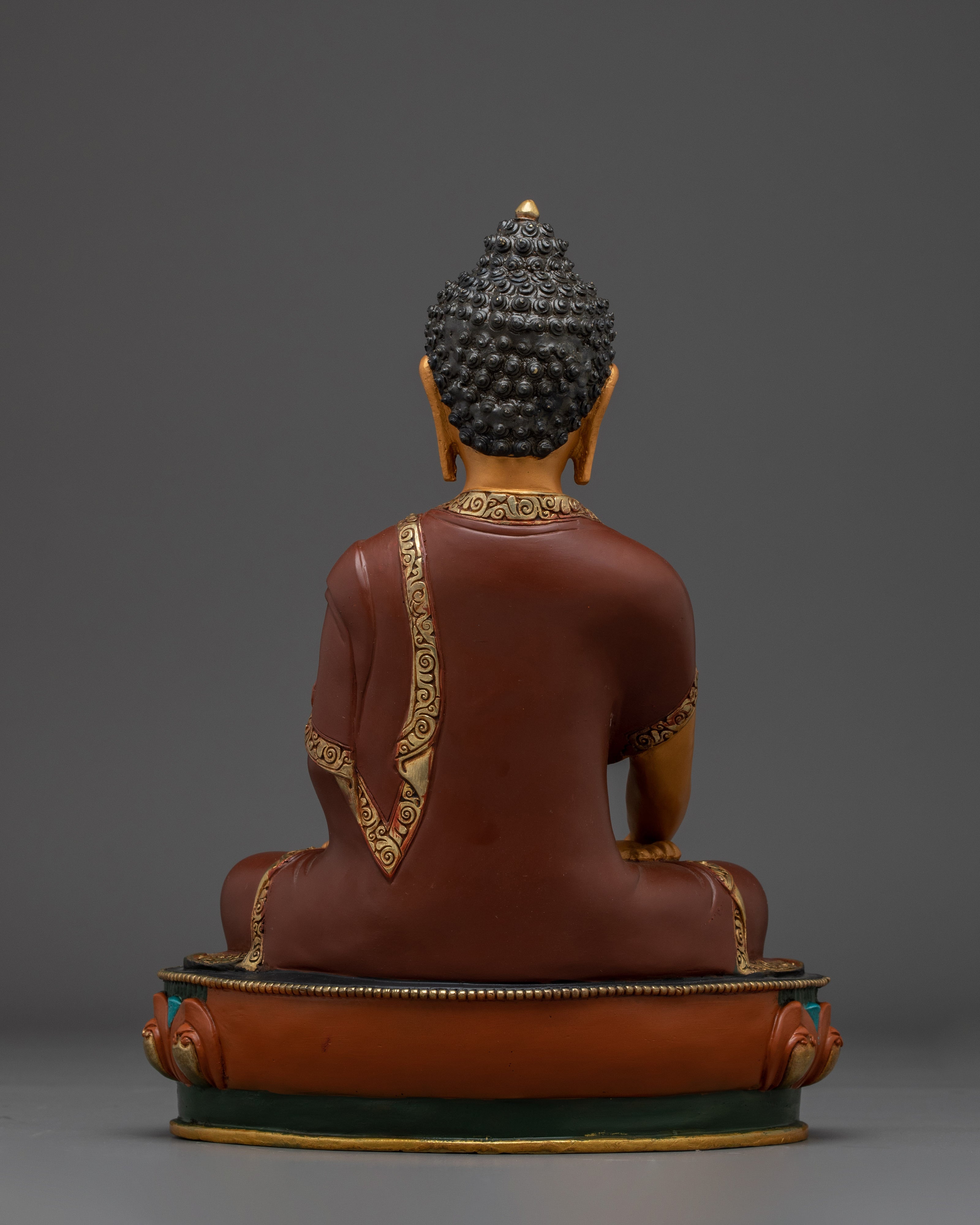 Shakyamuni Buddha Copper Statue in Orange | Copper Meditation Sculpture