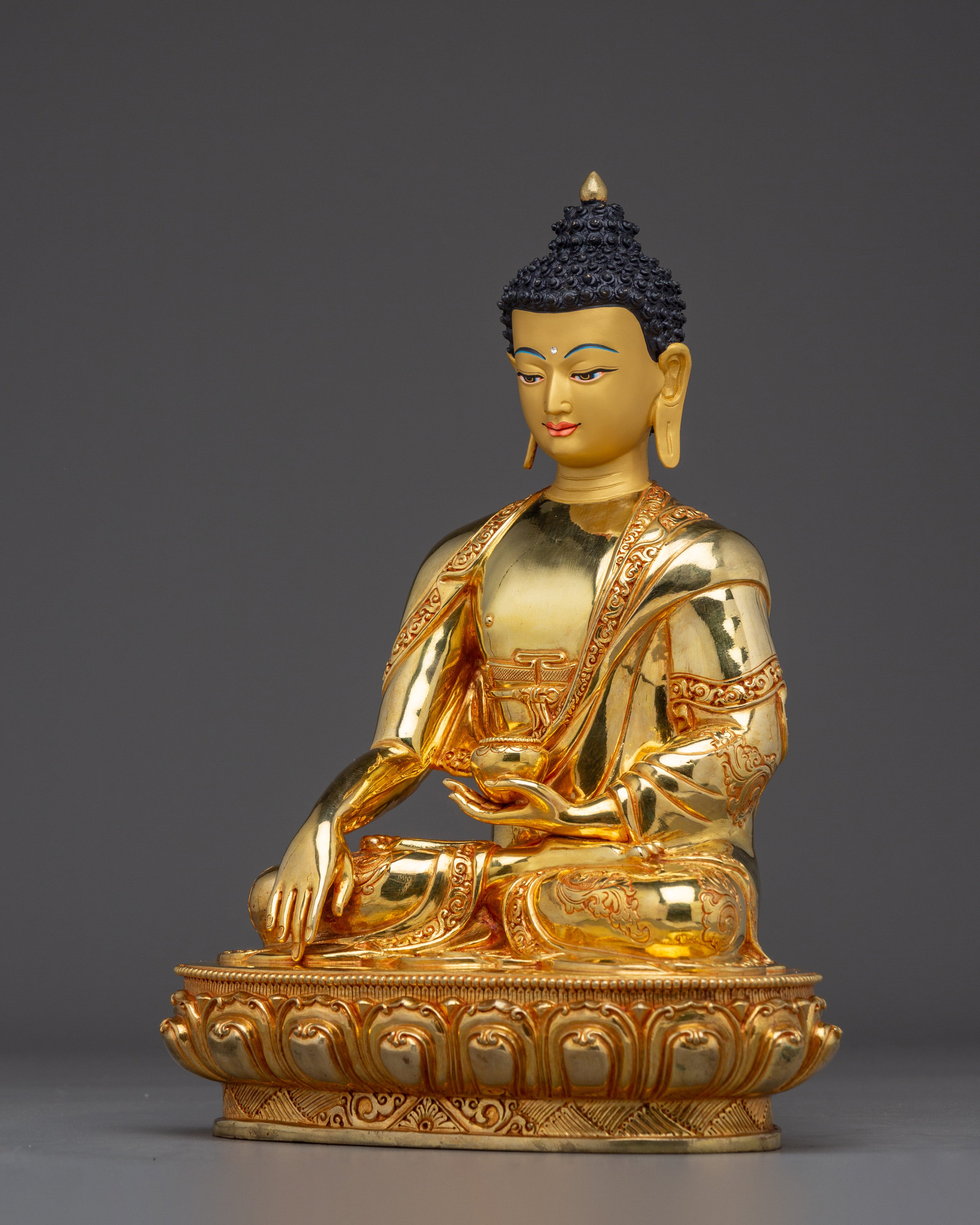 Shakyamuni Buddha Art, Historical Enlightened One | Gold-Gilded Sculpture for Peace