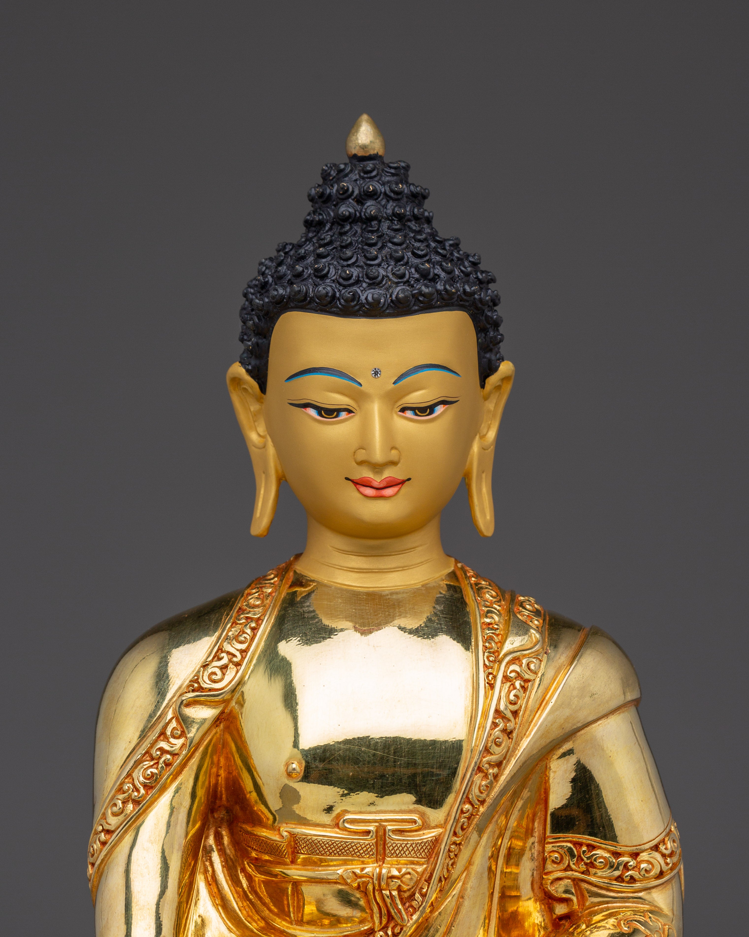 Shakyamuni Buddha Art, Historical Enlightened One | Gold-Gilded Sculpture for Peace