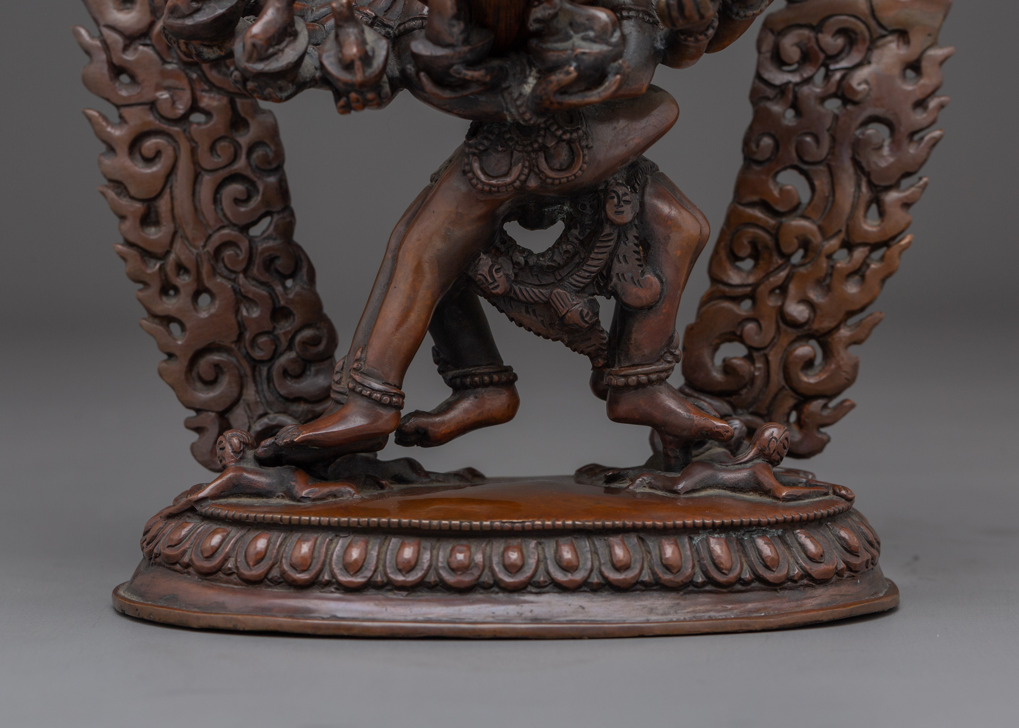 Hevajra Statue in Oxidized Copper | Buddhist Altar or Meditation Space