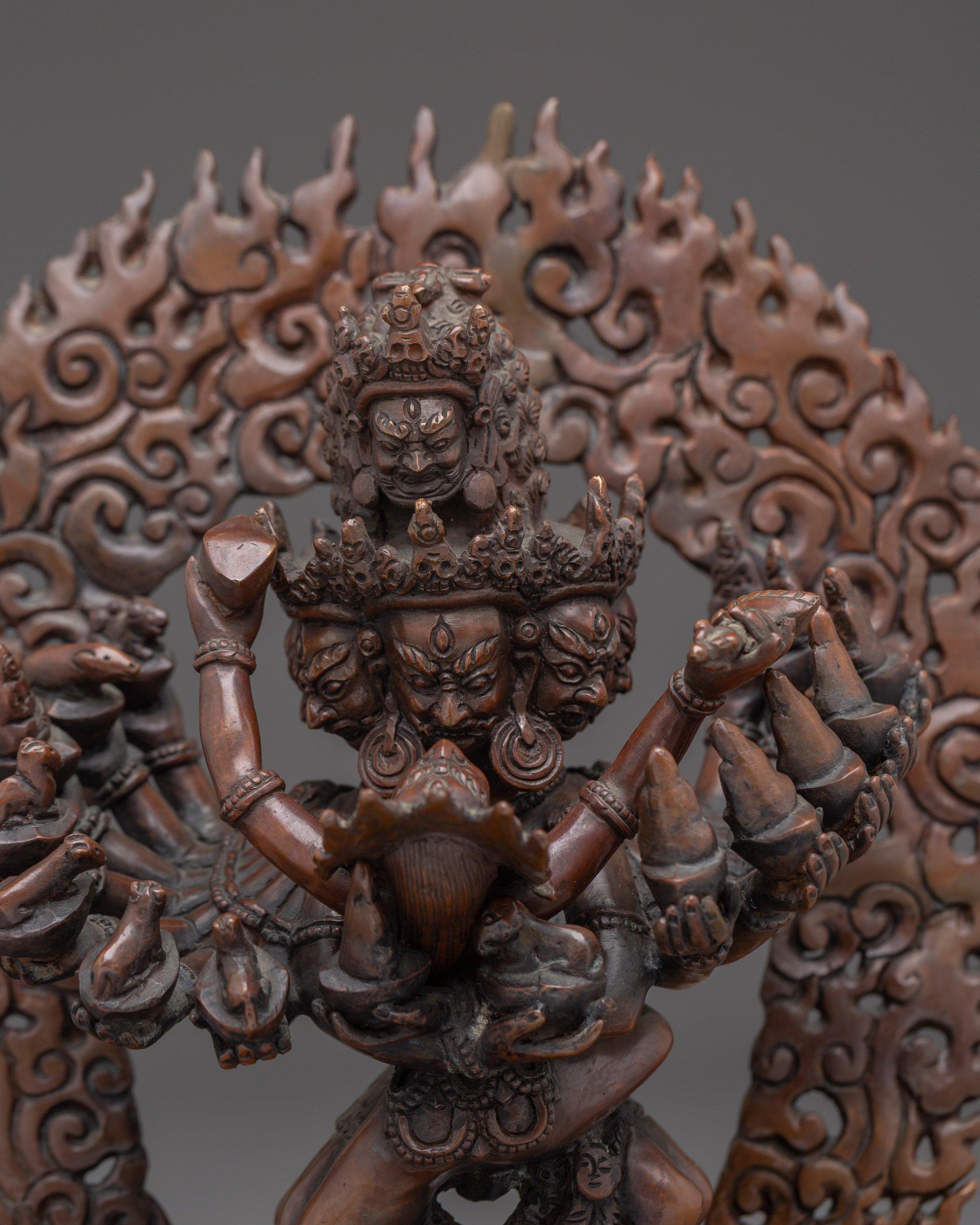 Hevajra Statue in Oxidized Copper | Buddhist Altar or Meditation Space