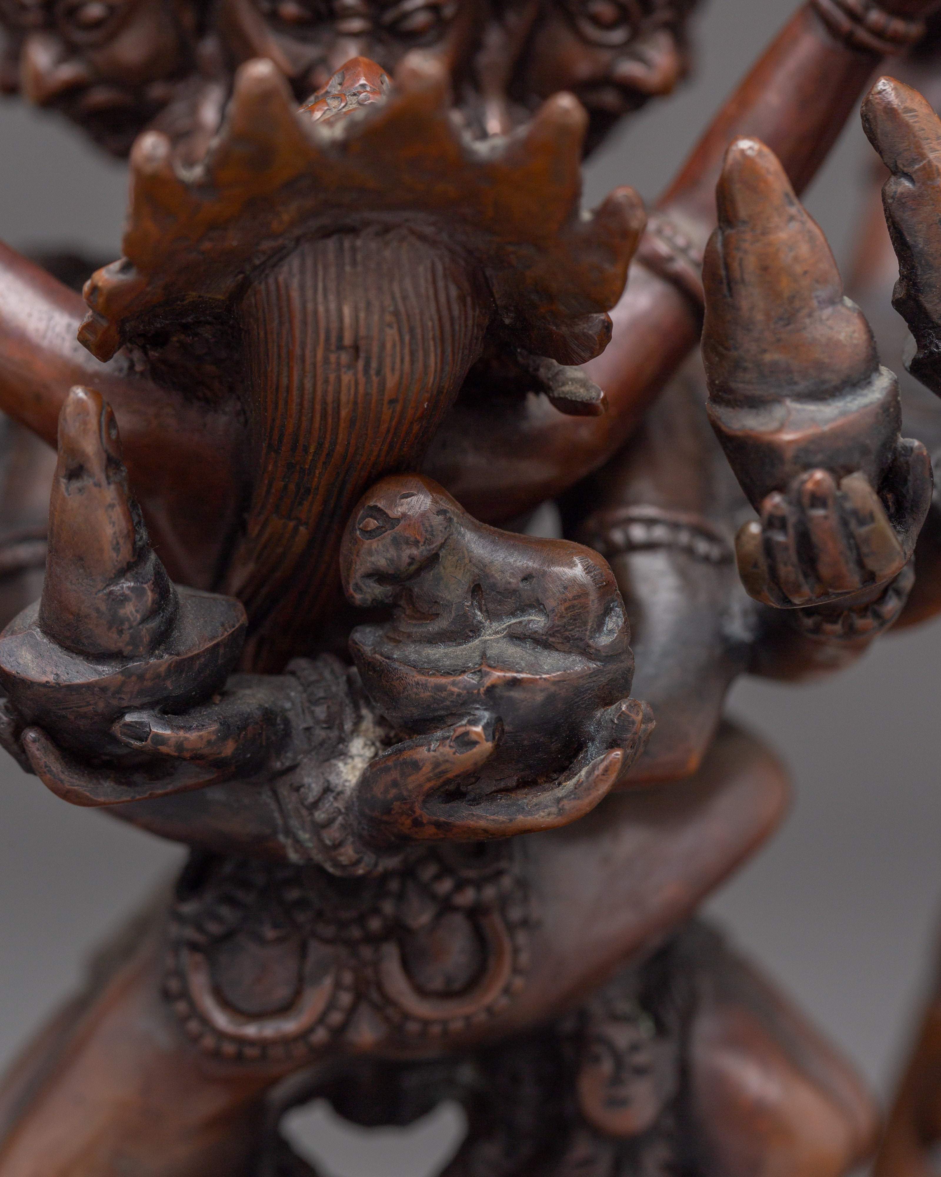Hevajra Statue in Oxidized Copper | Buddhist Altar or Meditation Space