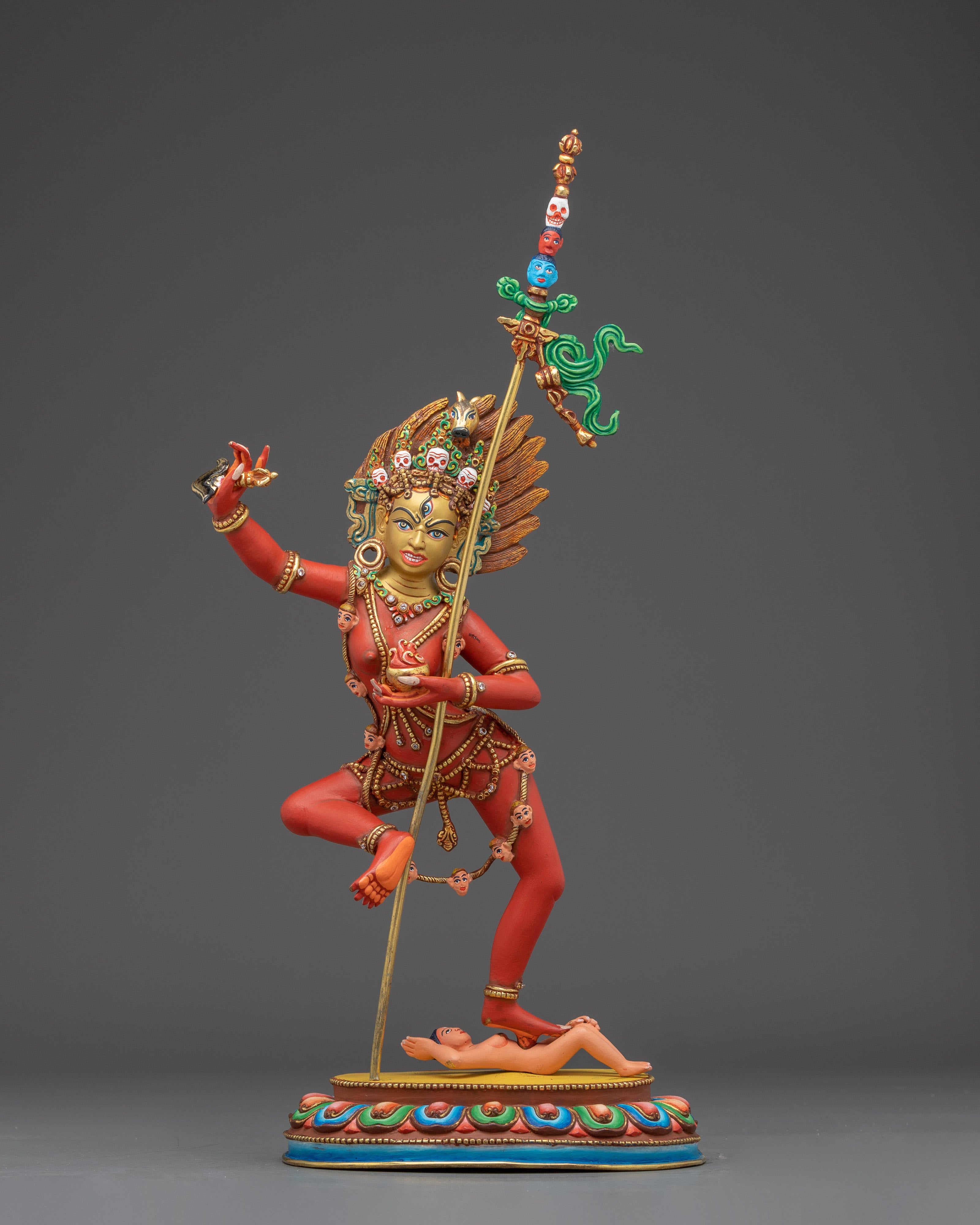 Dorje Phagmo Copper Statue with Gold & Acrylic Detailing | Dakini for Sacred Shrine Spaces