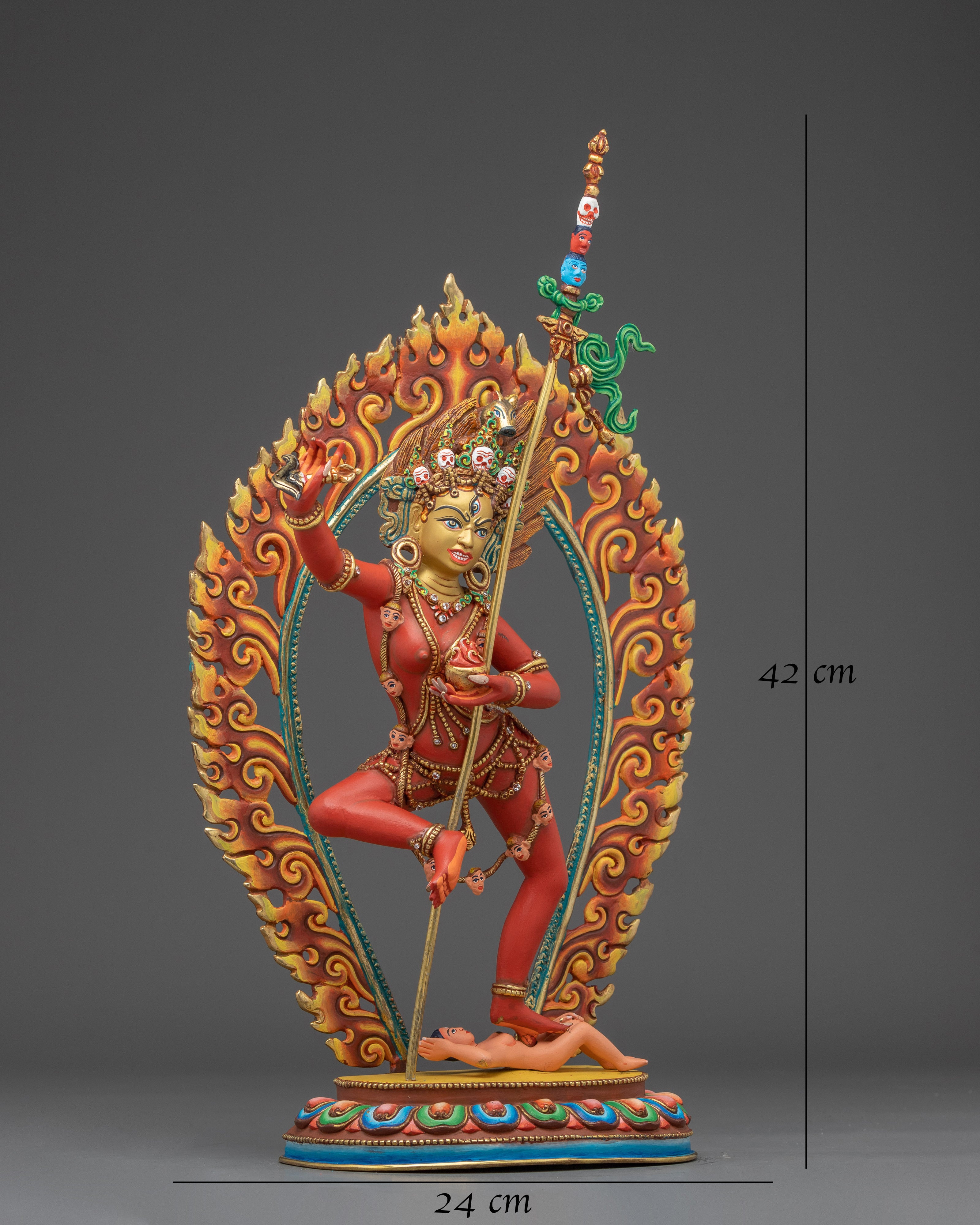Dorje Phagmo Copper Statue with Gold & Acrylic Detailing