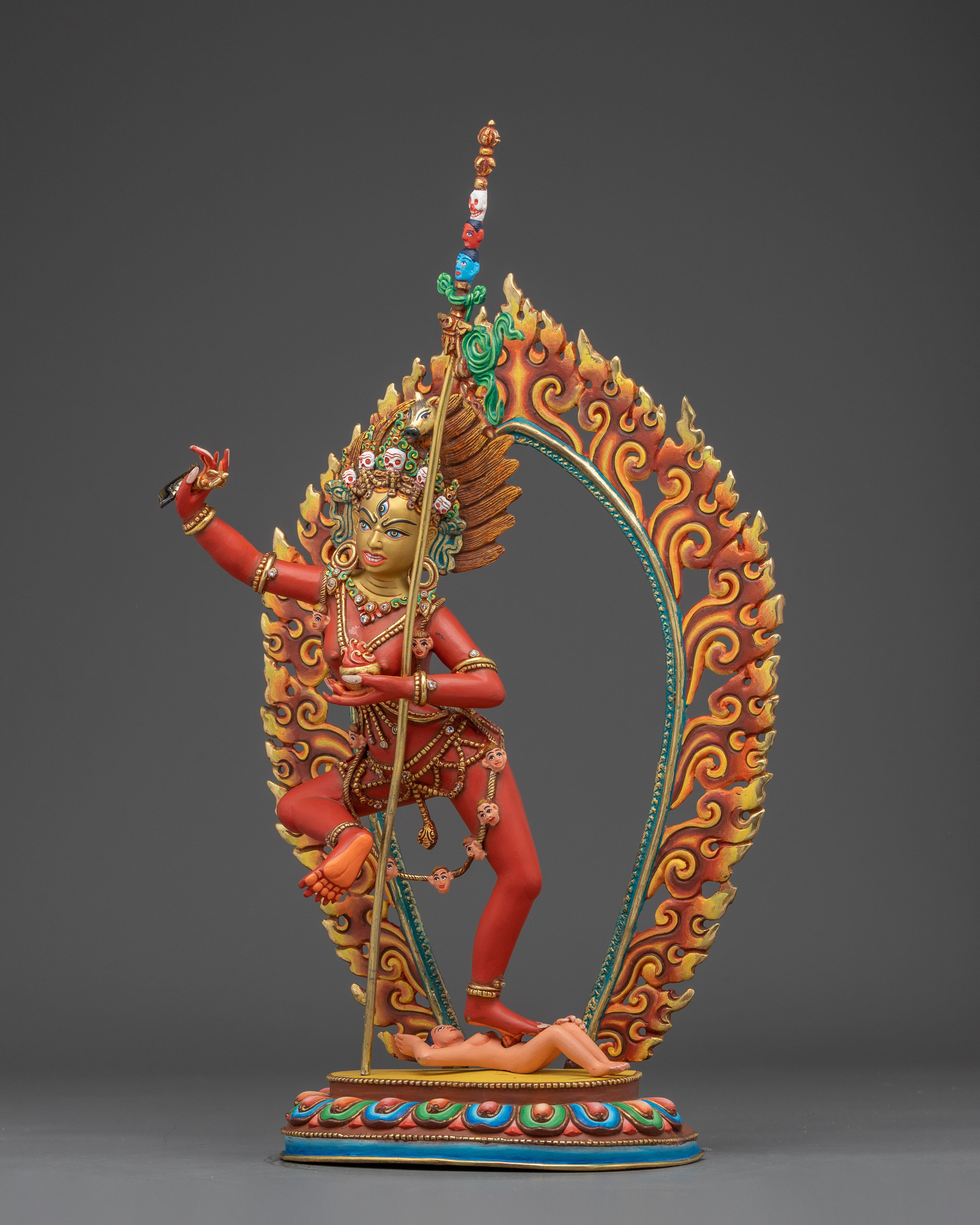 Dorje Phagmo Copper Statue with Gold & Acrylic Detailing | Dakini for Sacred Shrine Spaces