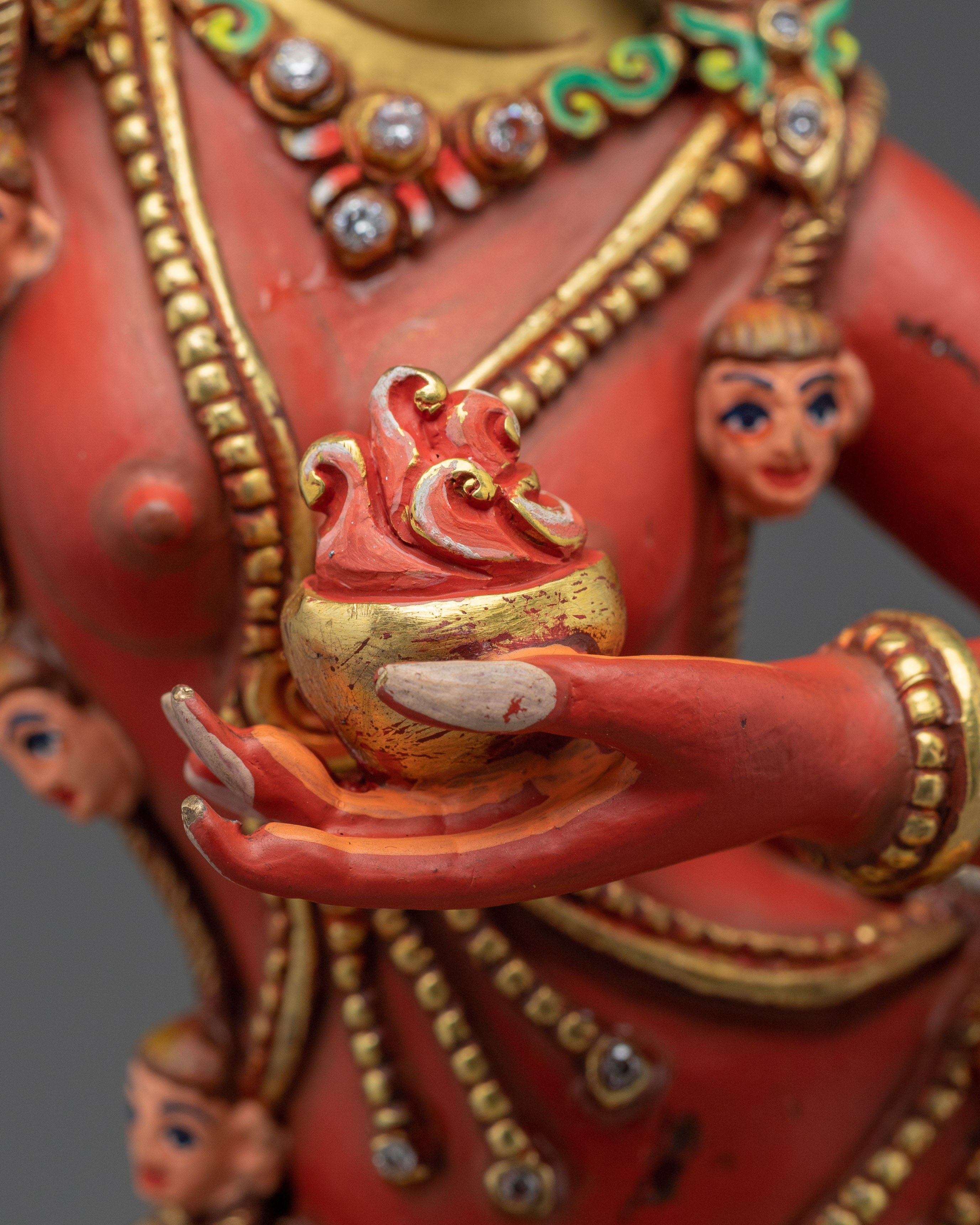 Dorje Phagmo Copper Statue with Gold & Acrylic Detailing | Dakini for Sacred Shrine Spaces